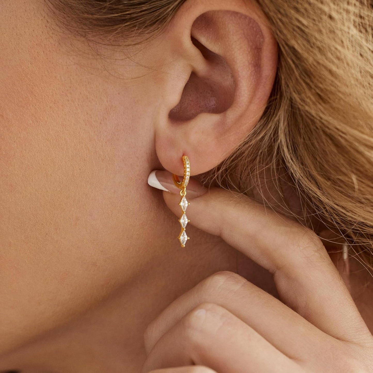 Dangle Earrings for Women 14K Gold Plated Dangly Dangling Earrings Dainty Trendy Drop Hypoallergenic Square