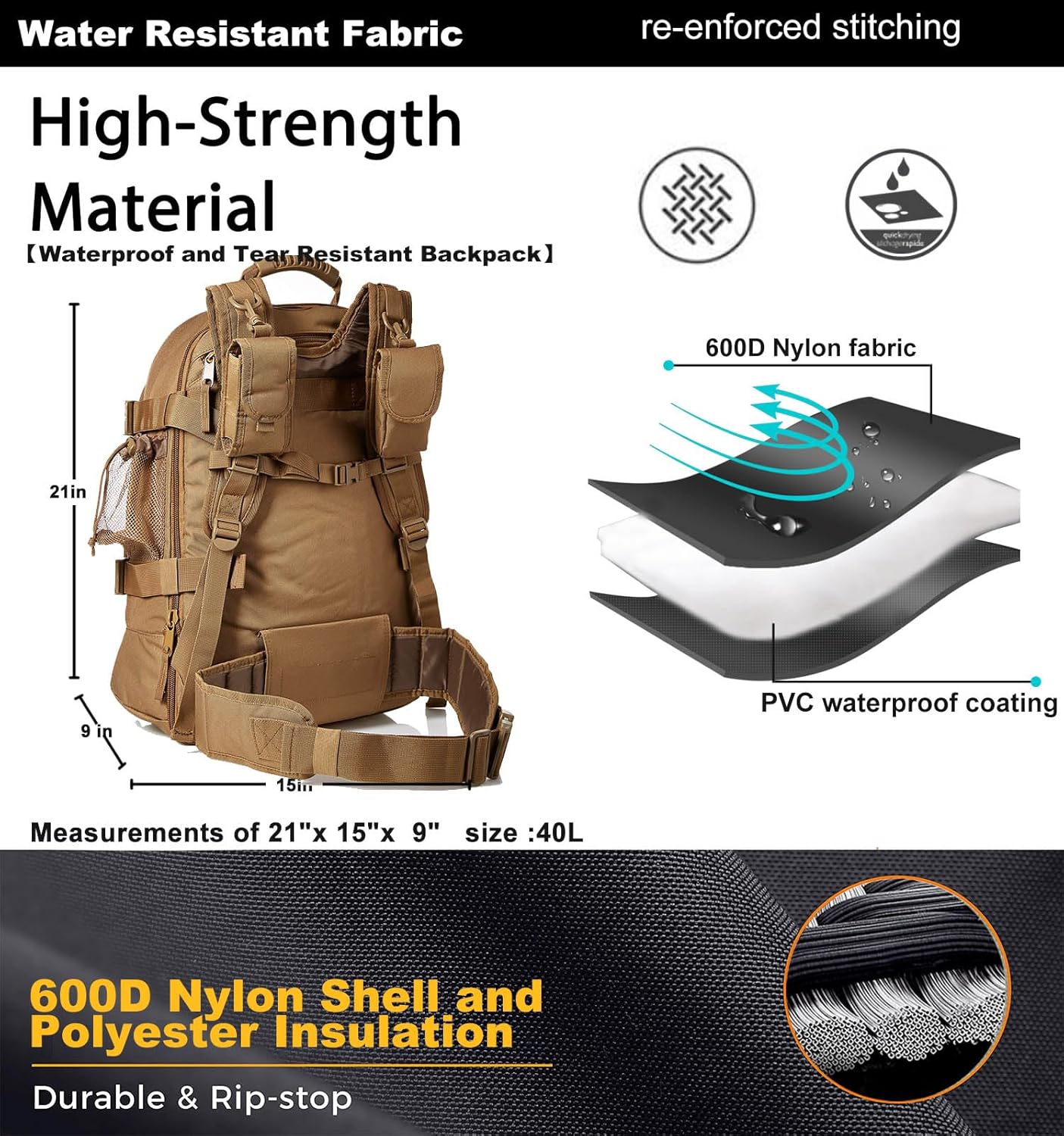 Tactical Backpack Military Army Daypack - Assault Pack for Men Molle Backpacks Bug Out Bag