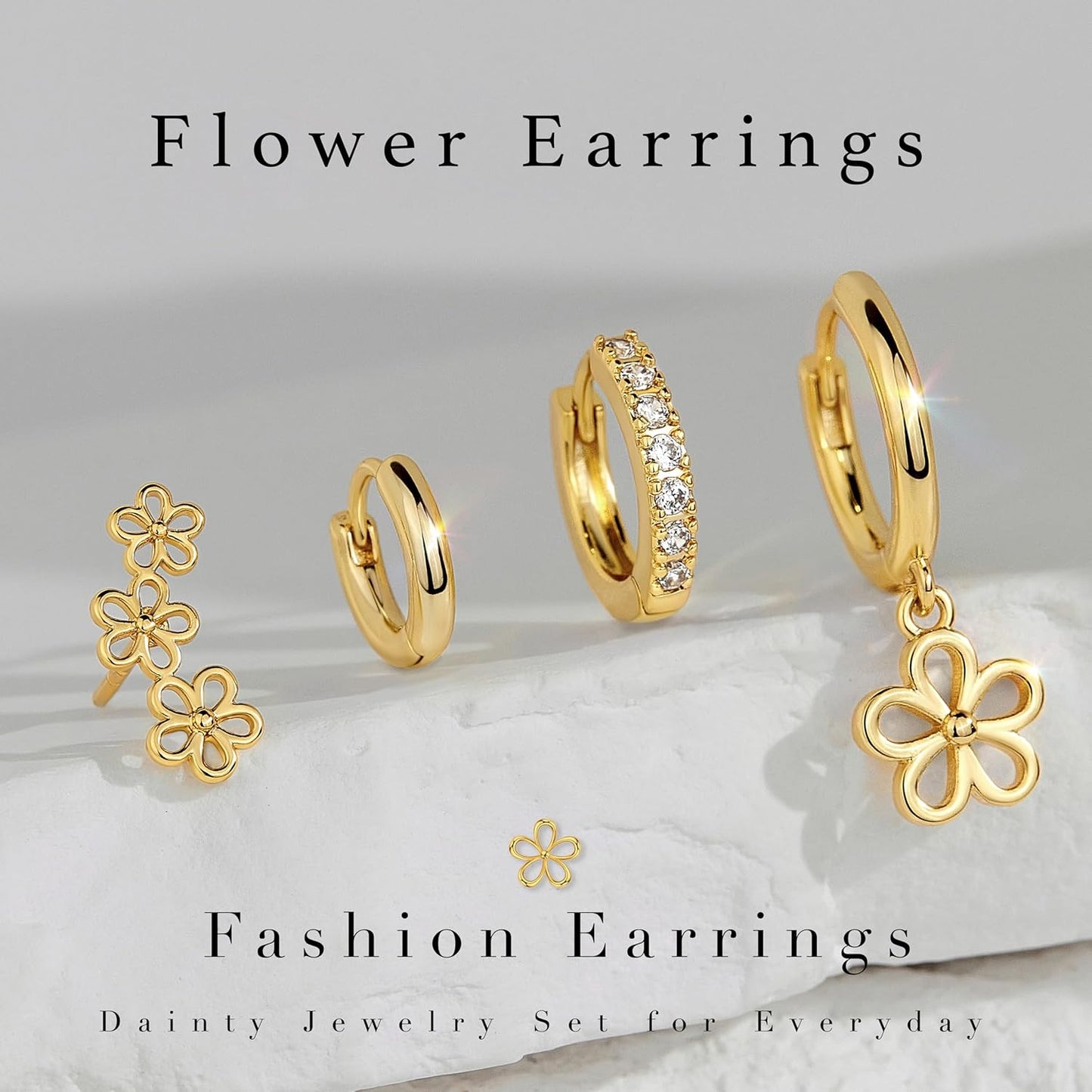 Small Gold Huggie Hoop Earrings Set for Women Men Hypoallergenic 14K Plated Stack Cartilage Earrings, Multiple Piercing