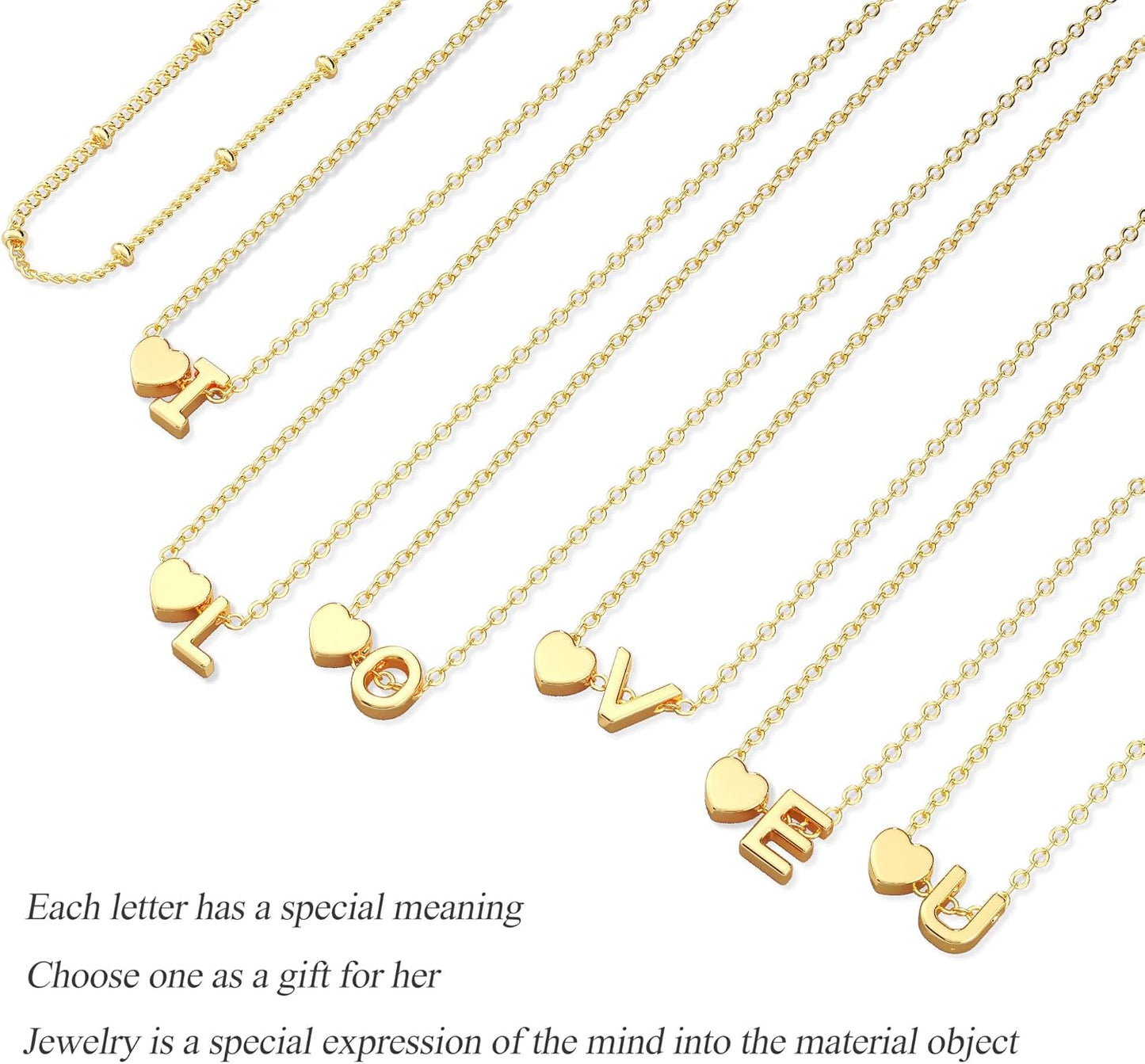Dainty Initial Heart Gold Bracelets for Women Trendy, 14K Real Gold Letter Charm Bracelet Jewelry