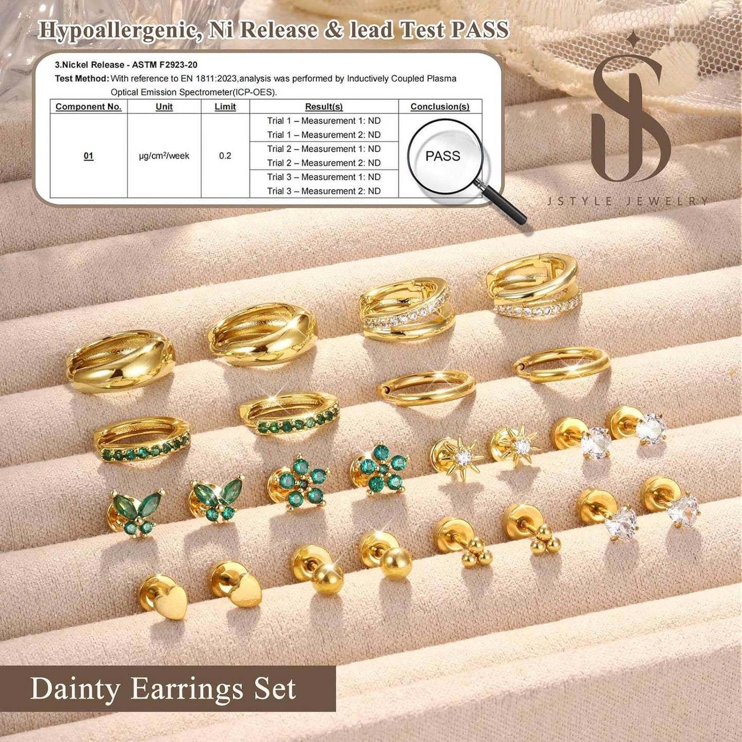 Jstyle Hypoallergenic Gold Stud Hoop Earrings for Women Men Surgical Stainless Steel Flat Back Earrings Small 14K Gold Huggie Hoops