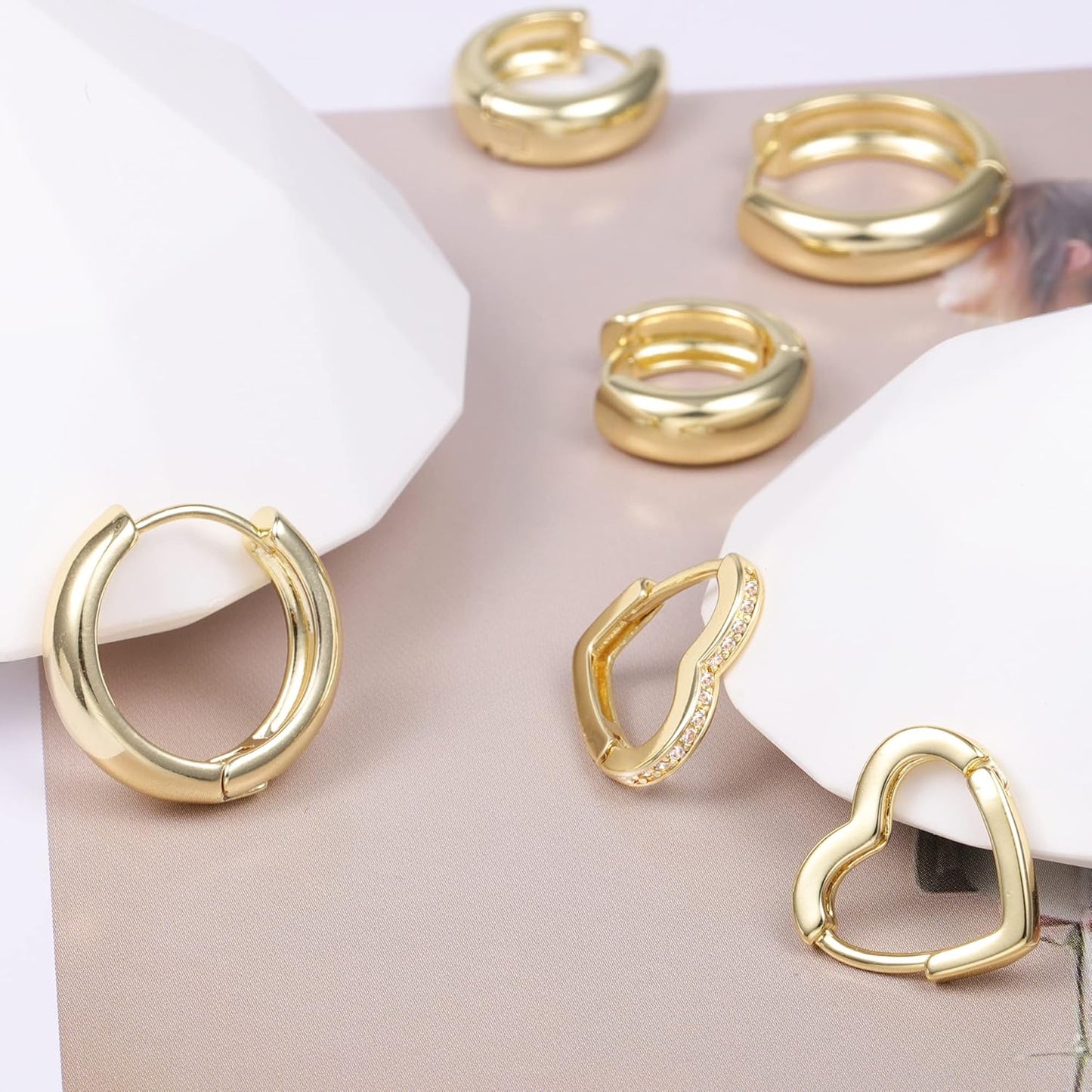 3 Pairs Small Huggie Hoop Earrings Set 14K Gold Hypoallergenic Lightweight Huggie Hoops Earrings for Women Girls