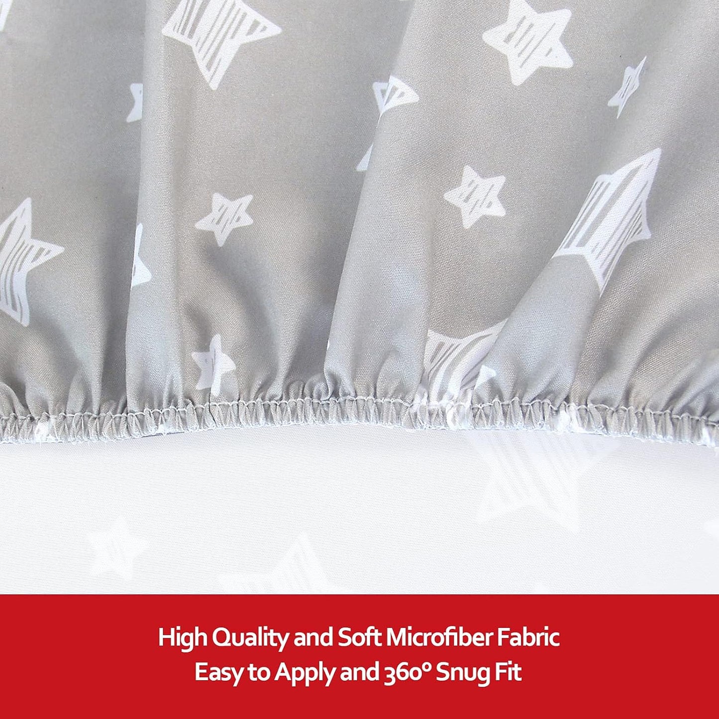 2 Pack Mini Crib Sheets, Stretchy Playard Fitted Sheet, Soft and Breathable Material, Stars & Bunny