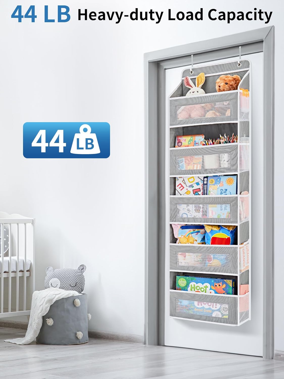 Over The Door Organizer Storage, 5 Shelf Hanging Door Organizer with 5 Large Capacity Pockets