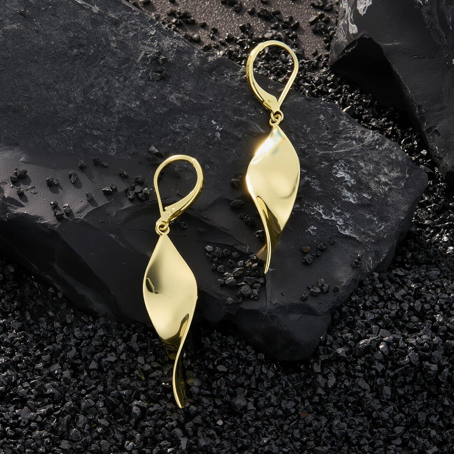 925 Sterling Silver Twisted Dangle Earrings for Women Hypoallergenic Handmade Earrings Spiral Leverback14k Gold Plated