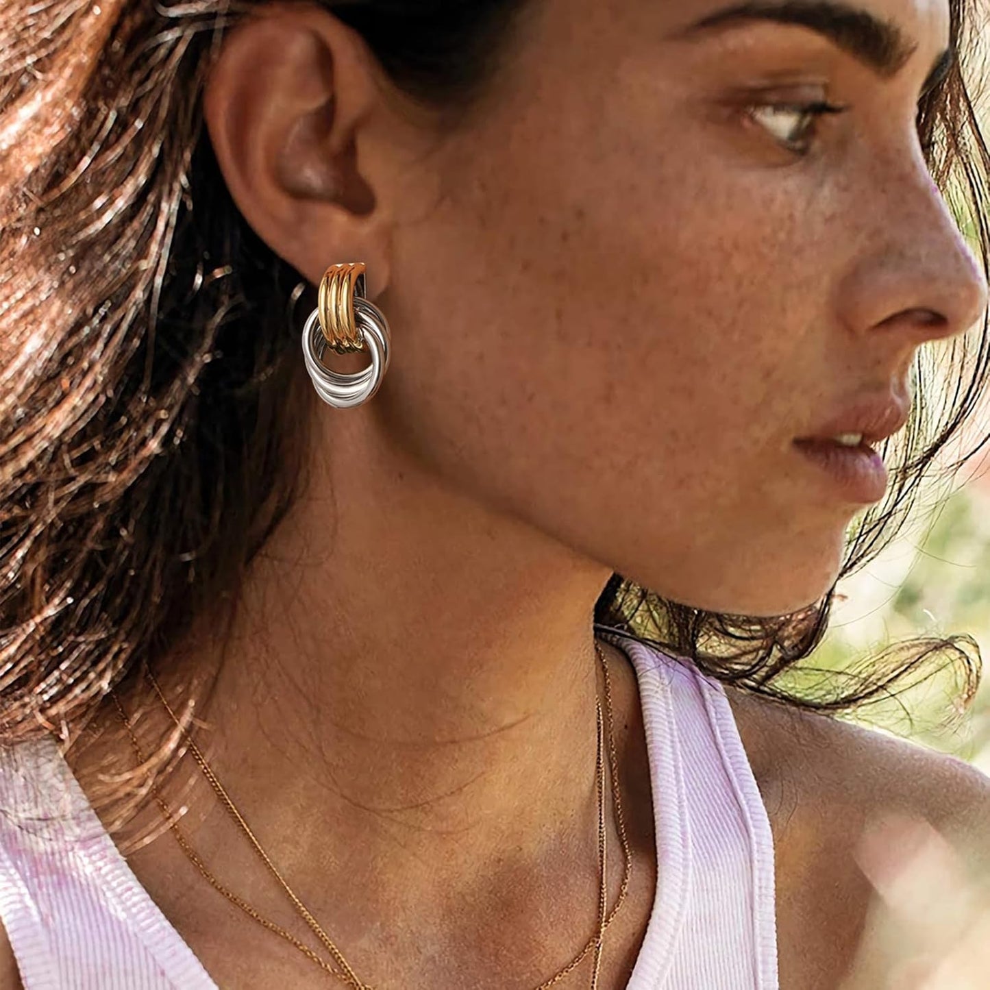 Trendy Gold Plated Knot Earrings for Women Chunky Statement Drop Dangle Earrings Lightweight Fashion Accessories Gold Jewelry