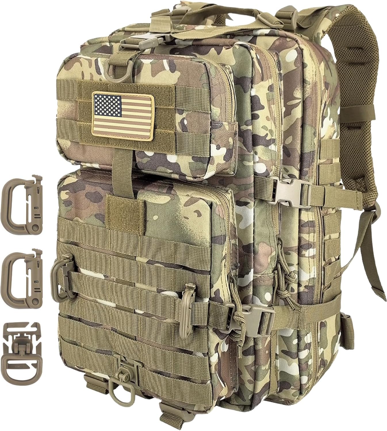 MOLLE Assault Pack, Tactical Backpack Military Army Camping Rucksack, 3-Day Pack Trip, D-Rings