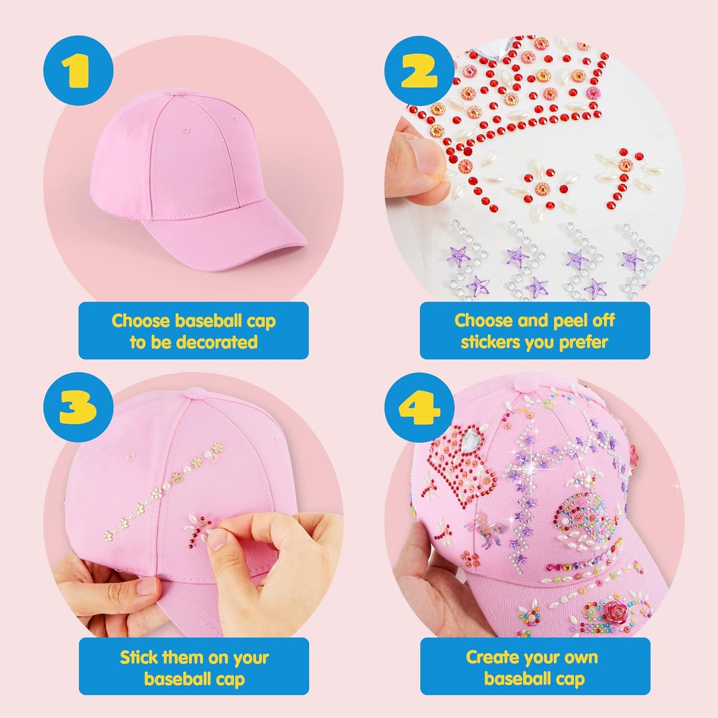 Kits Decorate Your Own Baseball Cap with 7 Sheets Gems  Fun Creative DIY Toys for Girls