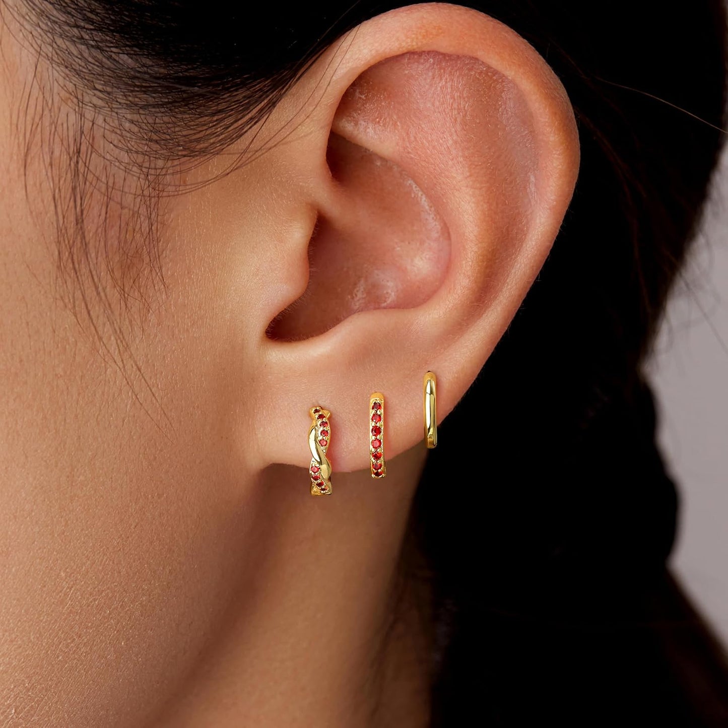 Inerney Gold Huggie Hoop Earrings Set for Women, Dainty Small Sterling Silver Earring Stacks Hypoallergenic Jewelry for Multiple Piercings