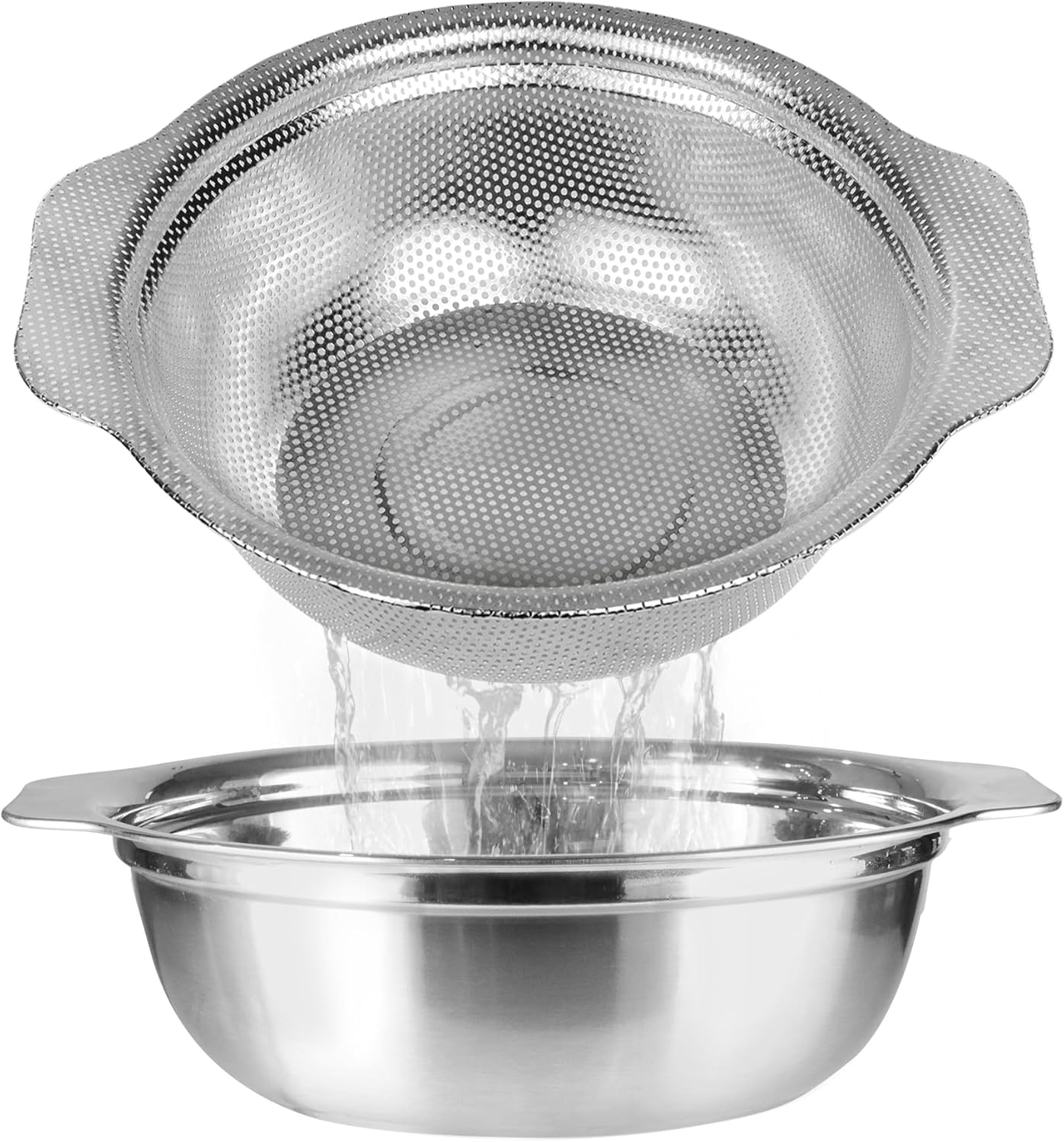 Colander Bowl Set with Microporous for Washing Rice, Pasta, Spaghetti, Fruits, Dishwasher Safe(2PC)