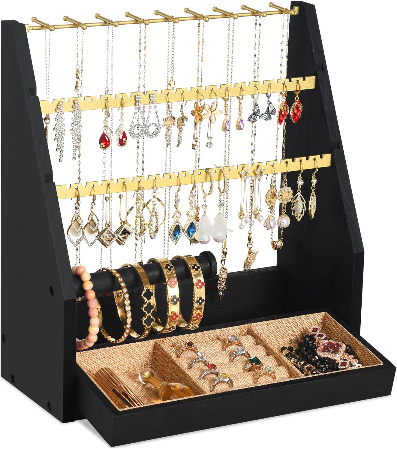 Jewelry Organizer Stand, 5 Layer Earring Holder Organizer with Necklace Holder, Organizer Display