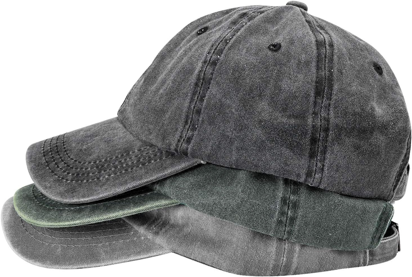 3 Pack Washed Plain Baseball Cap, Retro Adjustable Dad Hats Gift for Men/Women