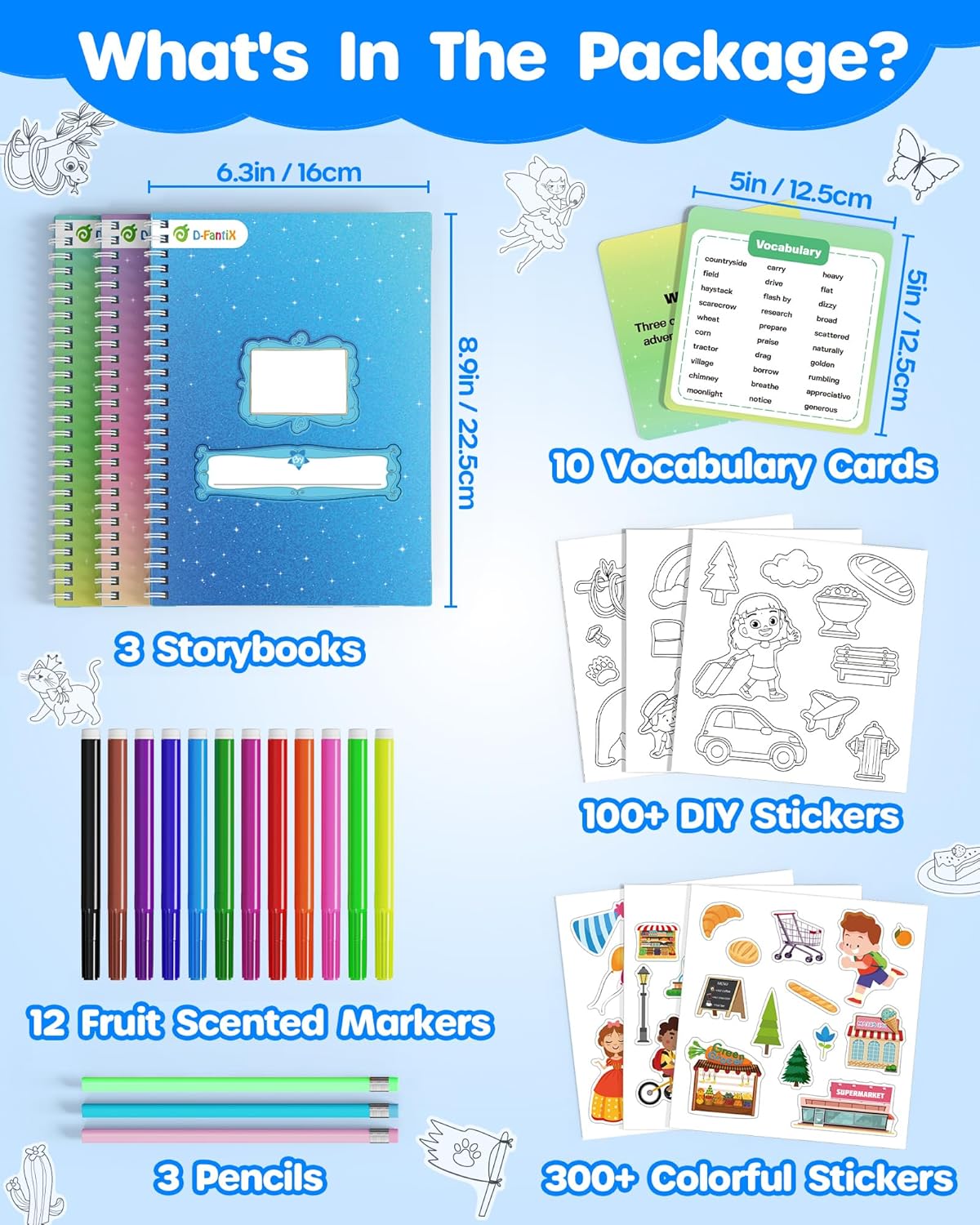 OMOMMD My Storybook Art Kit, Creative Writing & Drawing Activity Set for Boys & Girls, Hardcover Comic Book Making Kit with Stickers, DIY Arts and Crafts Supplies Gifts for Kids Ages 5, 6, 7, 8-12