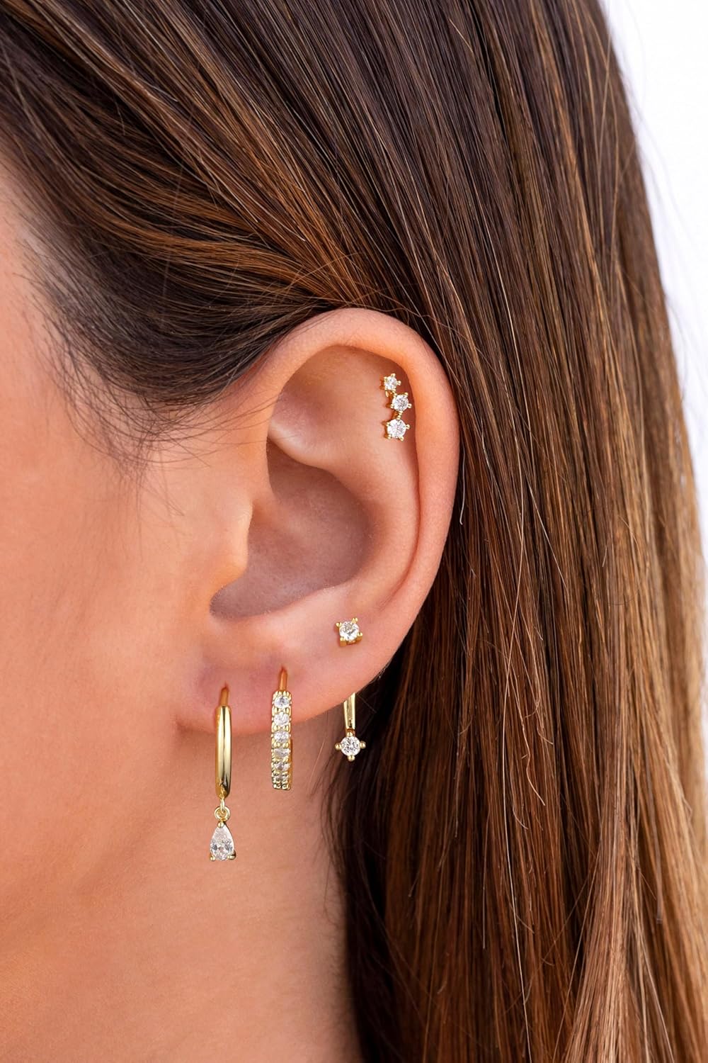 Gold Hoop Earrings for Women Trendy,14K Real Gold Plated Cute Stud Earrings Small Huggie Hoop Earrings non tarnish Jewelry for Women