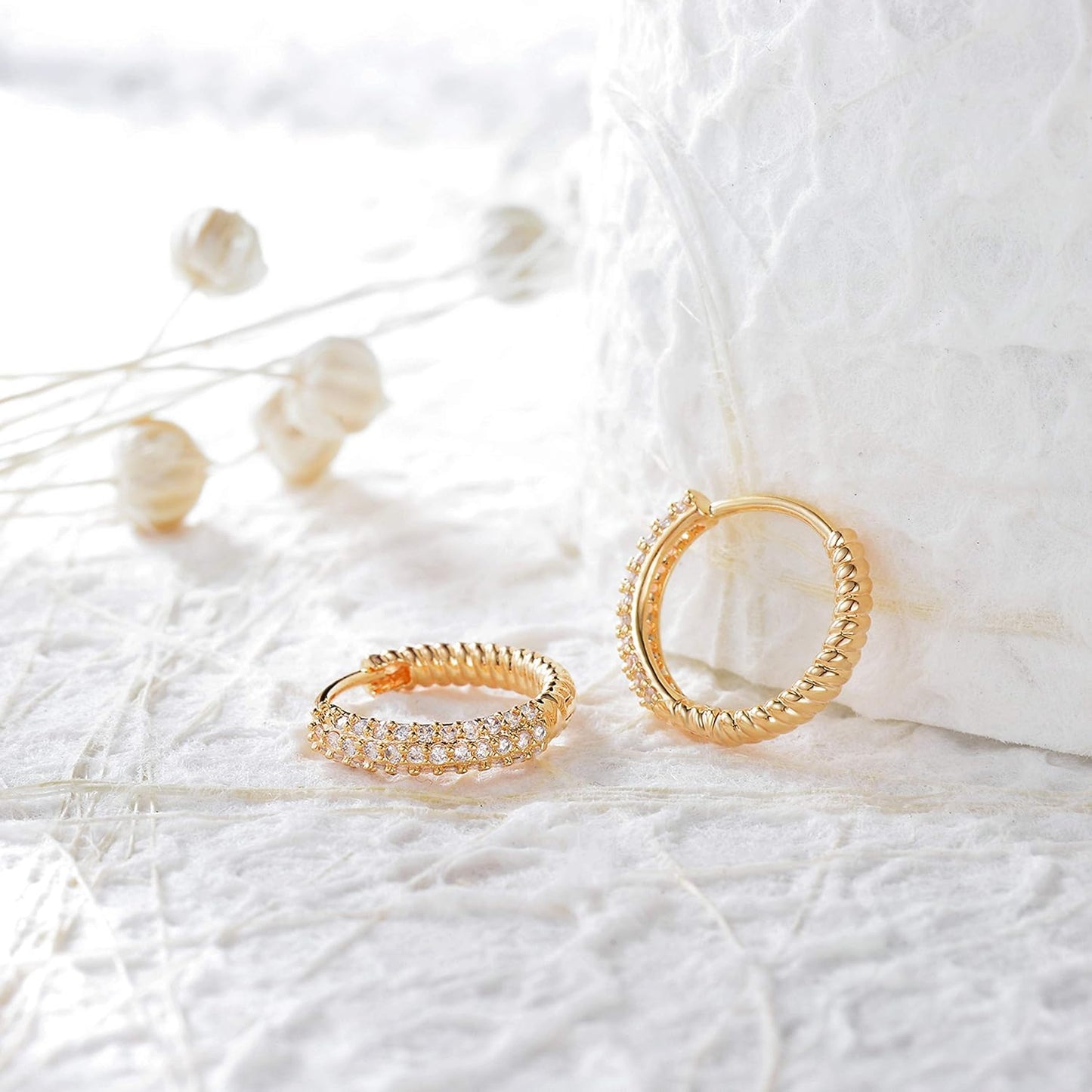 Cubic Zirconia Huggie Earrings 14k Gold Plated Tiny Earrings Small Huggie Hoop Earrings Simple Lightweight Hoops Gift for Women