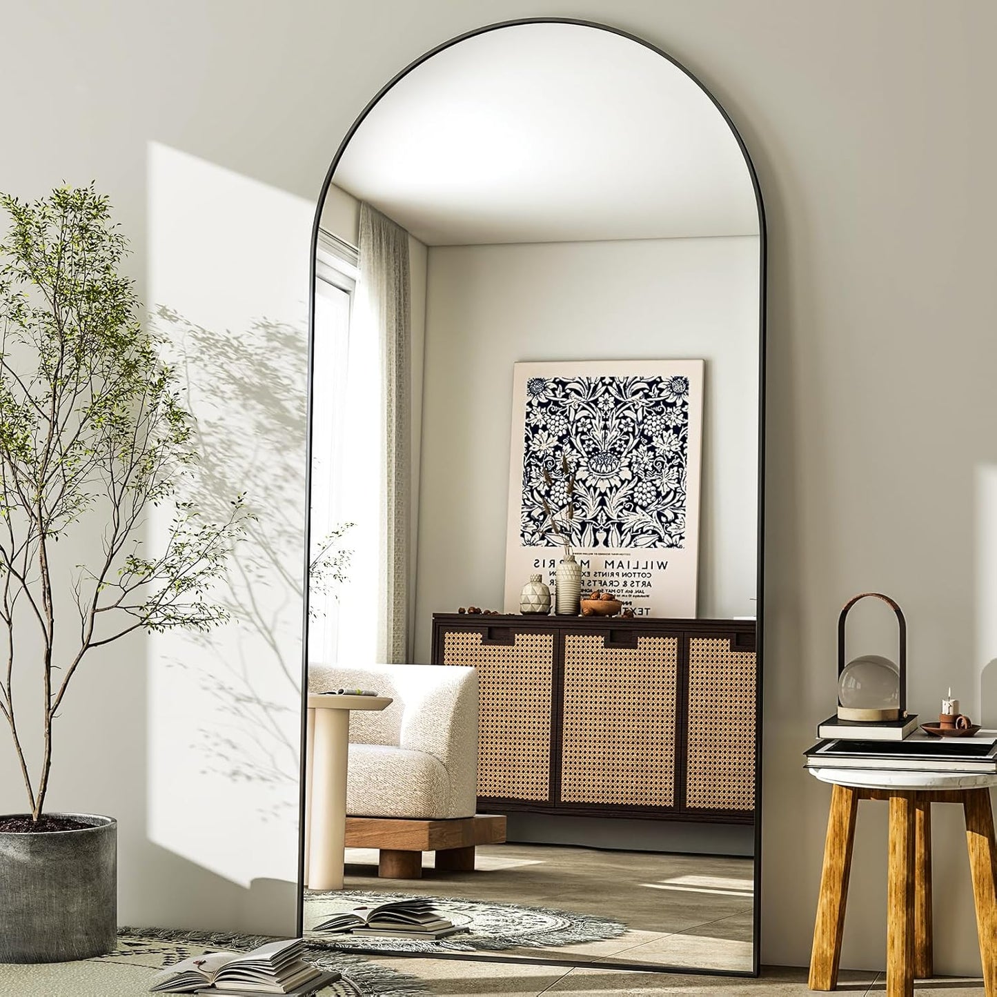 30x71 inch Wall Mount Arched Full Length Mirror-Aluminum Alloy Frame High Definition