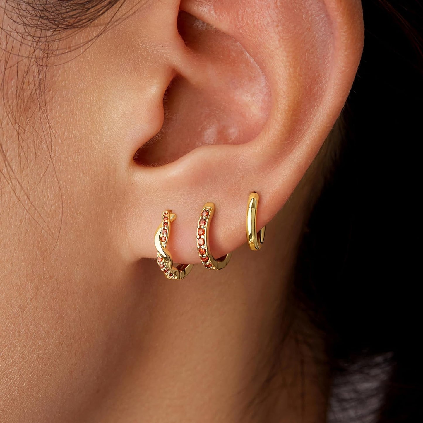 Inerney Gold Huggie Hoop Earrings Set for Women, Dainty Small Sterling Silver Earring Stacks Hypoallergenic Jewelry for Multiple Piercings