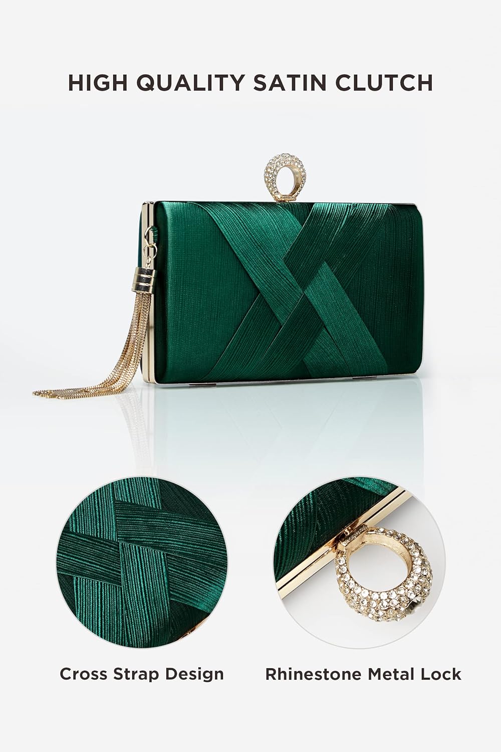 Clutch Purses for Women - Evening Bag Tassel Pendant Clutch for Bride Party Prom Wedding