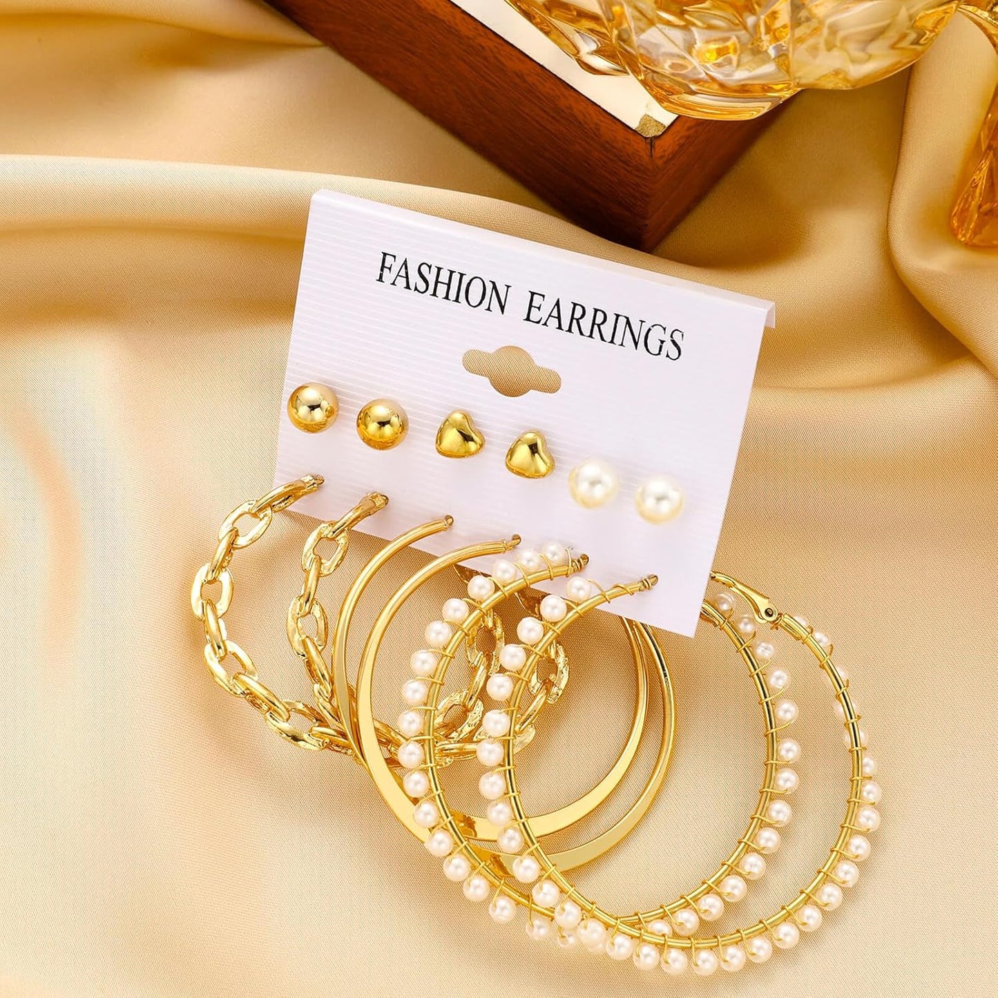 Gold Hoop Earrings Set for Women, 12 Pairs Large/Big Thin Thick Gold Hoops Earrings Loop Pack for Jewelry Gift 40mm/50mm