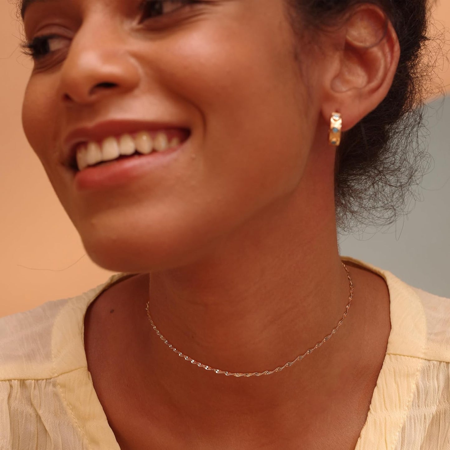 14K Gold Plated Satellite Choker - Delicate Layered Necklace for Women, Minimalist Stackable Jewelry