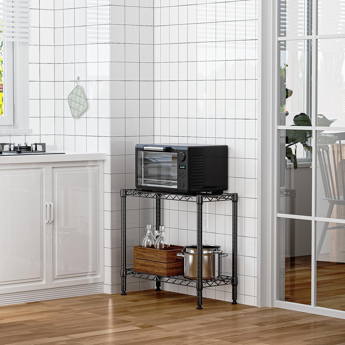 220 lbs 2 Tier Storage Rack Metal Wire Shelving Unit, Storage Standing Household Shelf Organizer