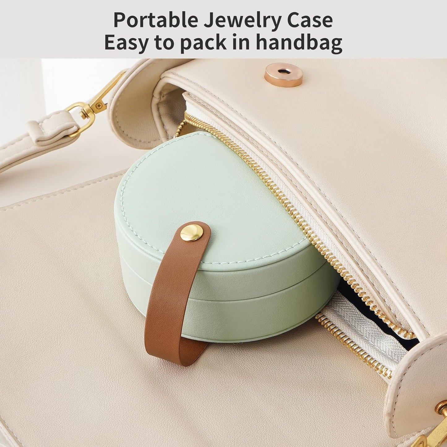 Small Travel Jewelry Case, Portable Jewelry Organizer Box for Necklace Rings Earrings