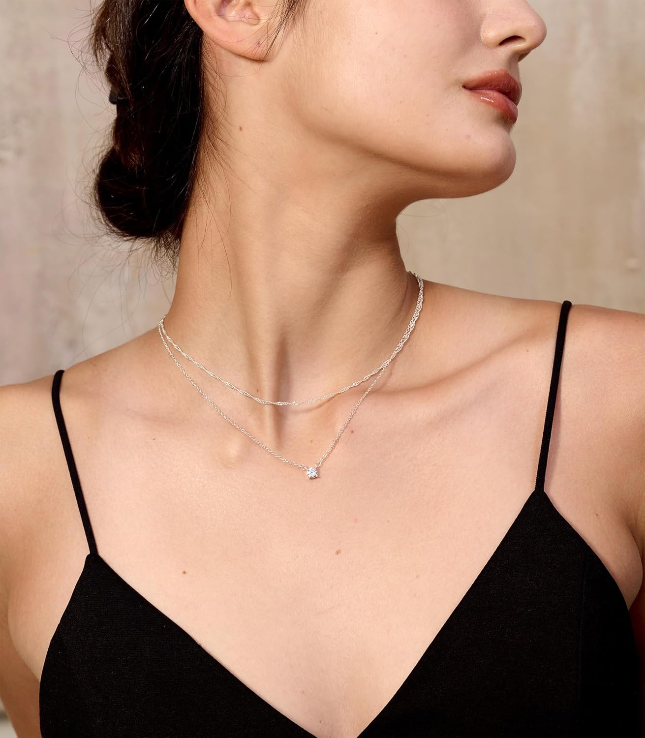 Diamond Necklaces for Women, Dainty S925 Sterling Silver/ 14K Gold Choker Necklace Simple Silver CZ Jewelry Necklaces for Women Trendy Gifts
