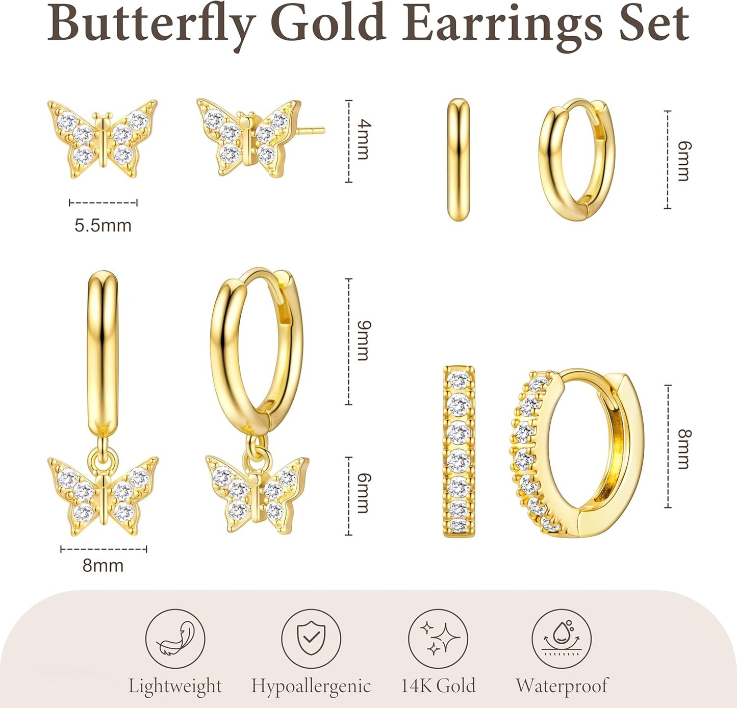 Small Gold Huggie Hoop Earrings Set for Women Men Hypoallergenic 14K Plated Stack Cartilage Earrings, Multiple Piercing