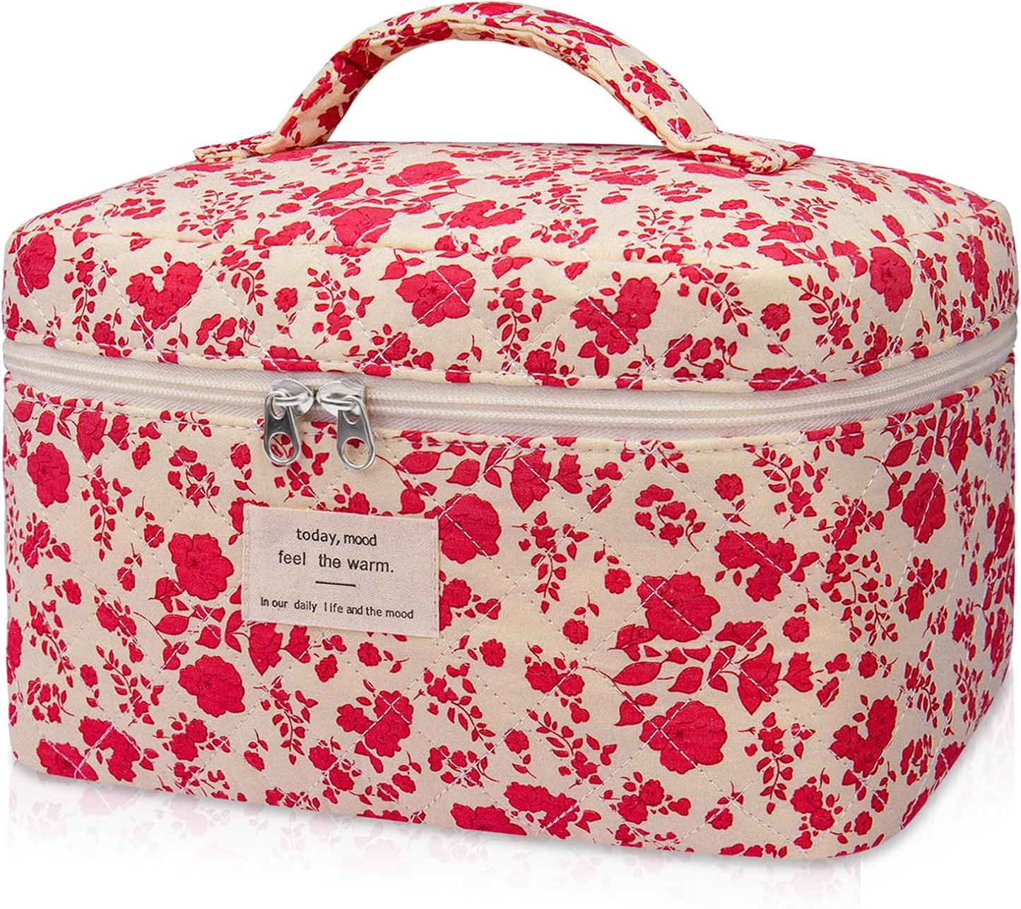 Large Makeup Bag, Cute Cosmetic Bag for Women Girls, Floral Coquette Aesthetic Toiletry Bag, Travel Make Up Organizer Bag (BDLH)