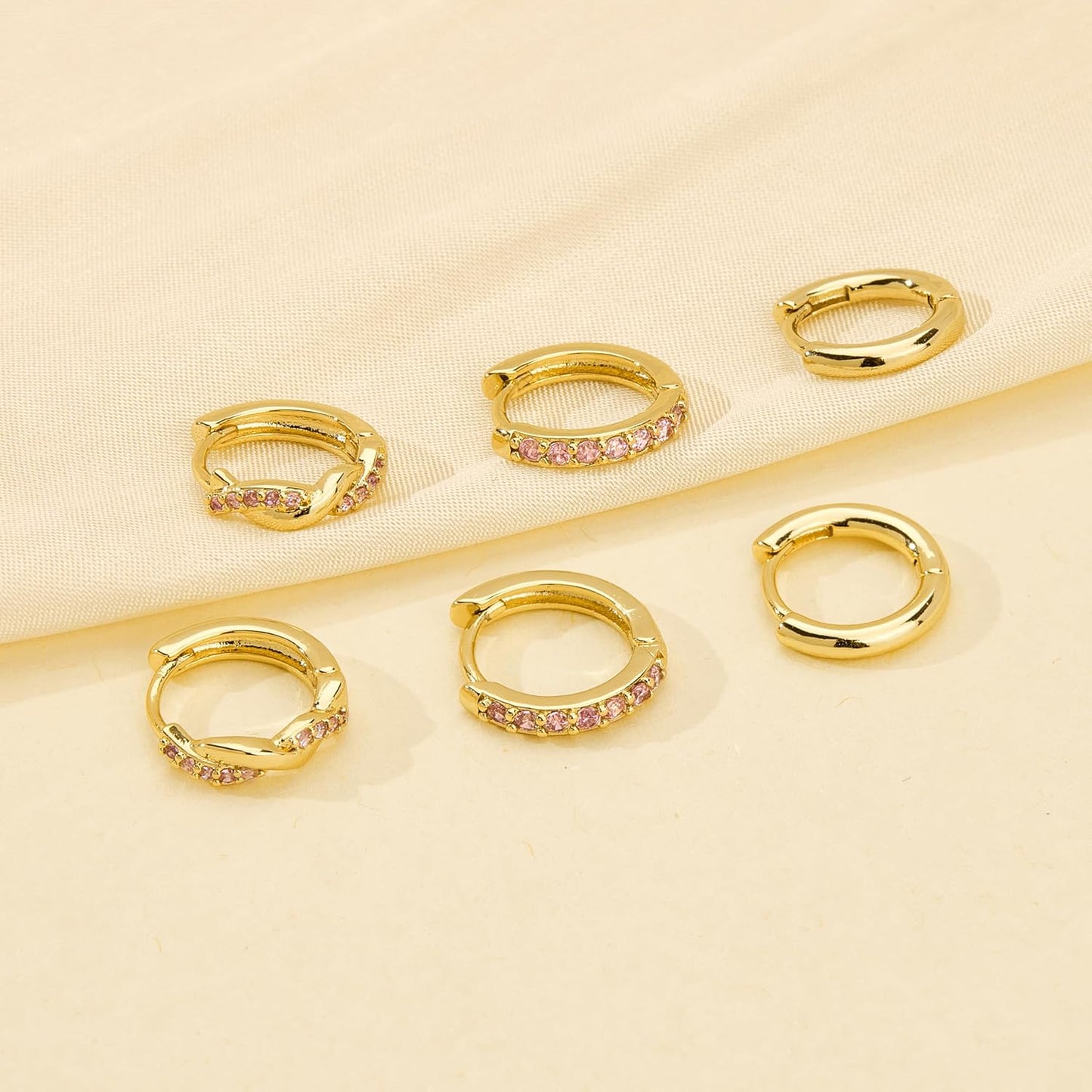 Inerney Gold Huggie Hoop Earrings Set for Women, Dainty Small Sterling Silver Earring Stacks Hypoallergenic Jewelry for Multiple Piercings