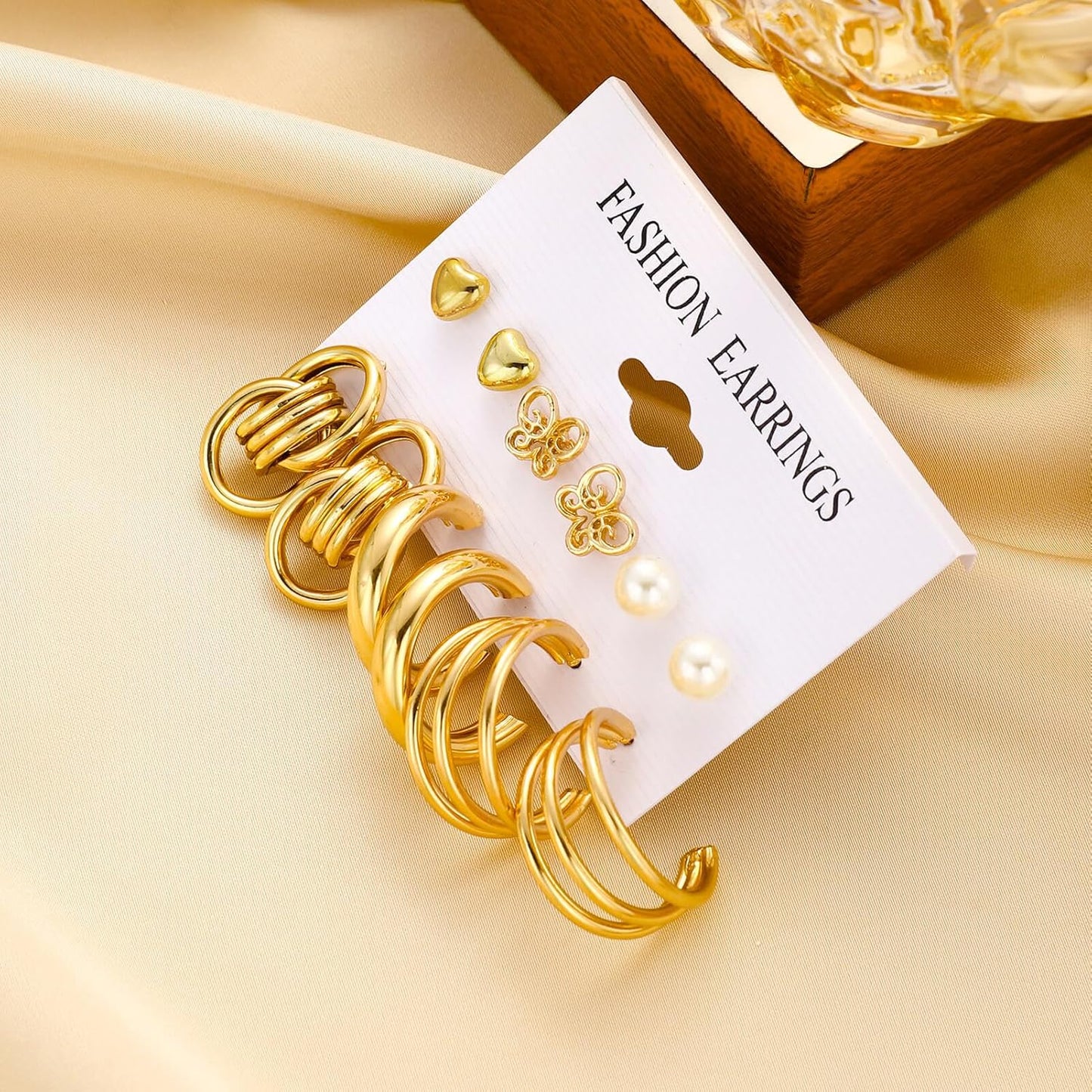 Gold Hoop Earrings Set for Women, 12 Pairs Large/Big Thin Thick Gold Hoops Earrings Loop Pack for Jewelry Gift 40mm/50mm