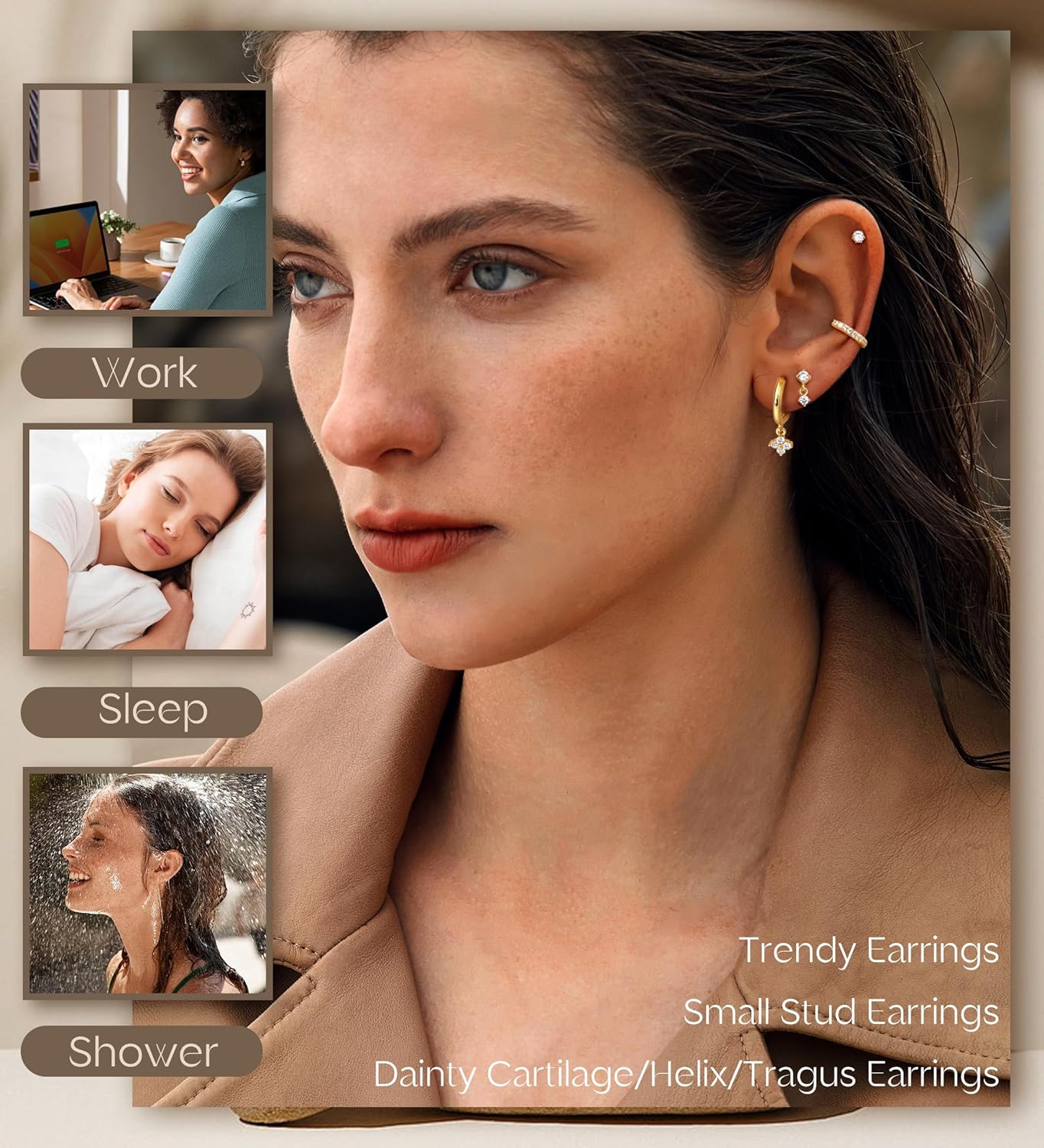 25 Pcs Hypoallergenic Earrings for Sensitive Ears Surgical Stainless Steel Earrings for Women Dainty Flat Back Earring Studs Hoop