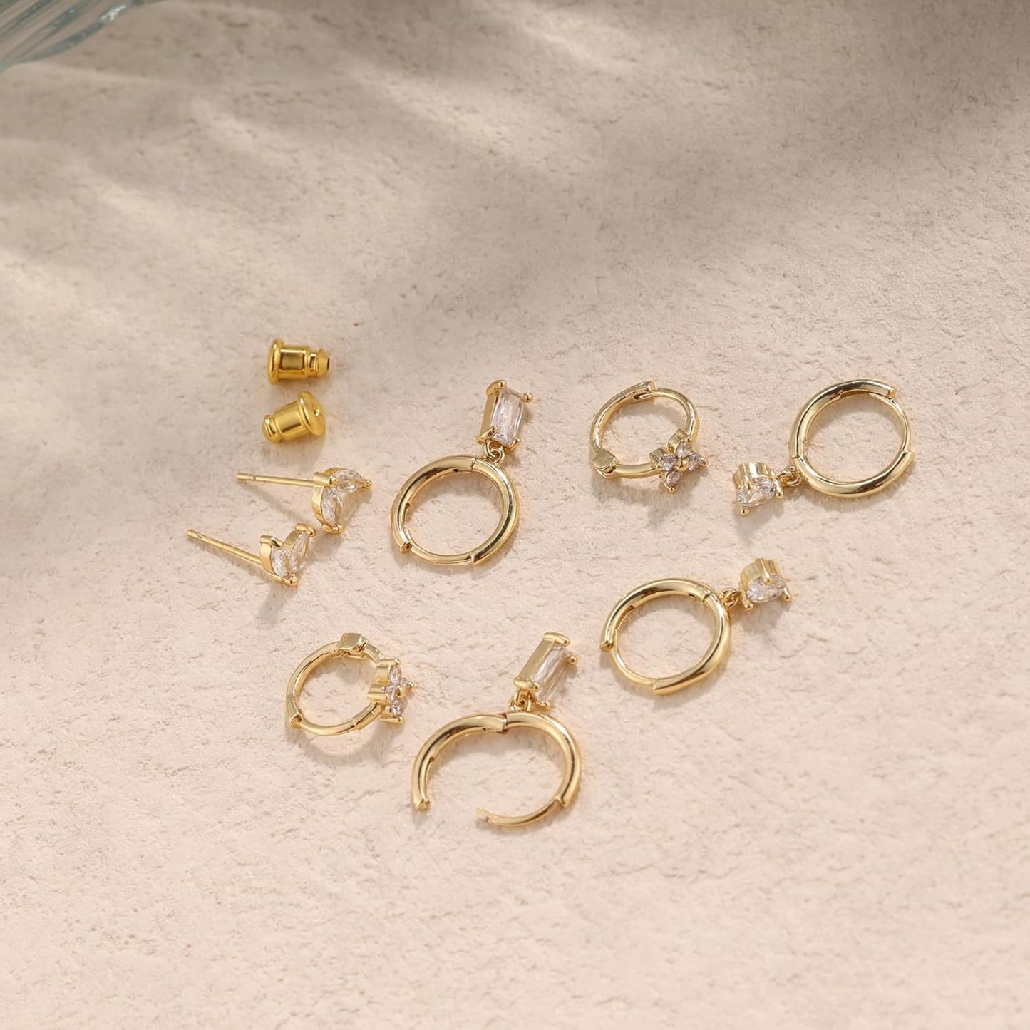Gold Earrings for Women, 14k Gold Plated Dangle Huggie Earrings for Women Trendy Dainty Gold Hoop Earring Stacks  Pearl Chain Drop Cartilage