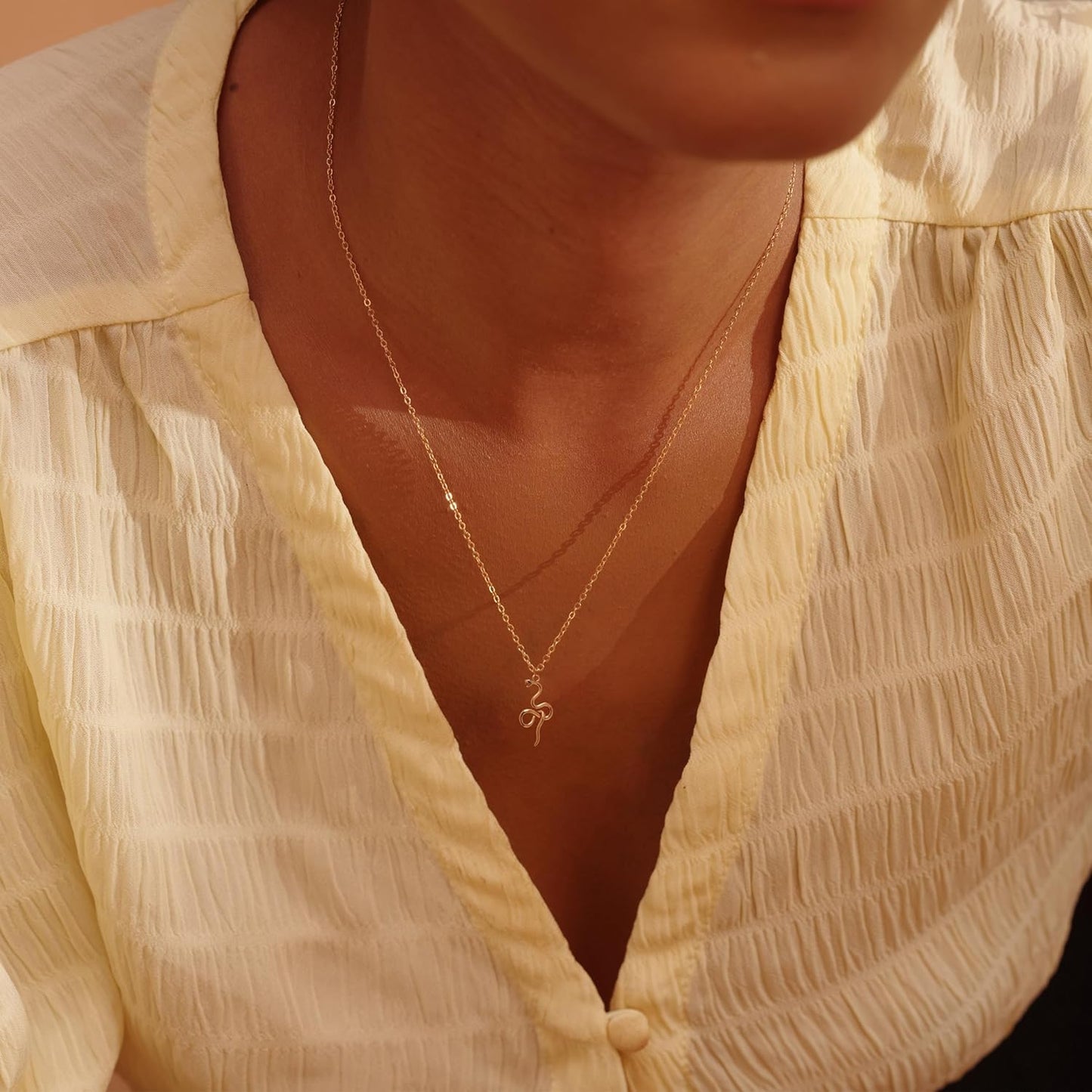 14K Gold Animal Pendant Necklace - Butterfly/Bird/Cat Charms, Dainty Minimalist Chain for Women