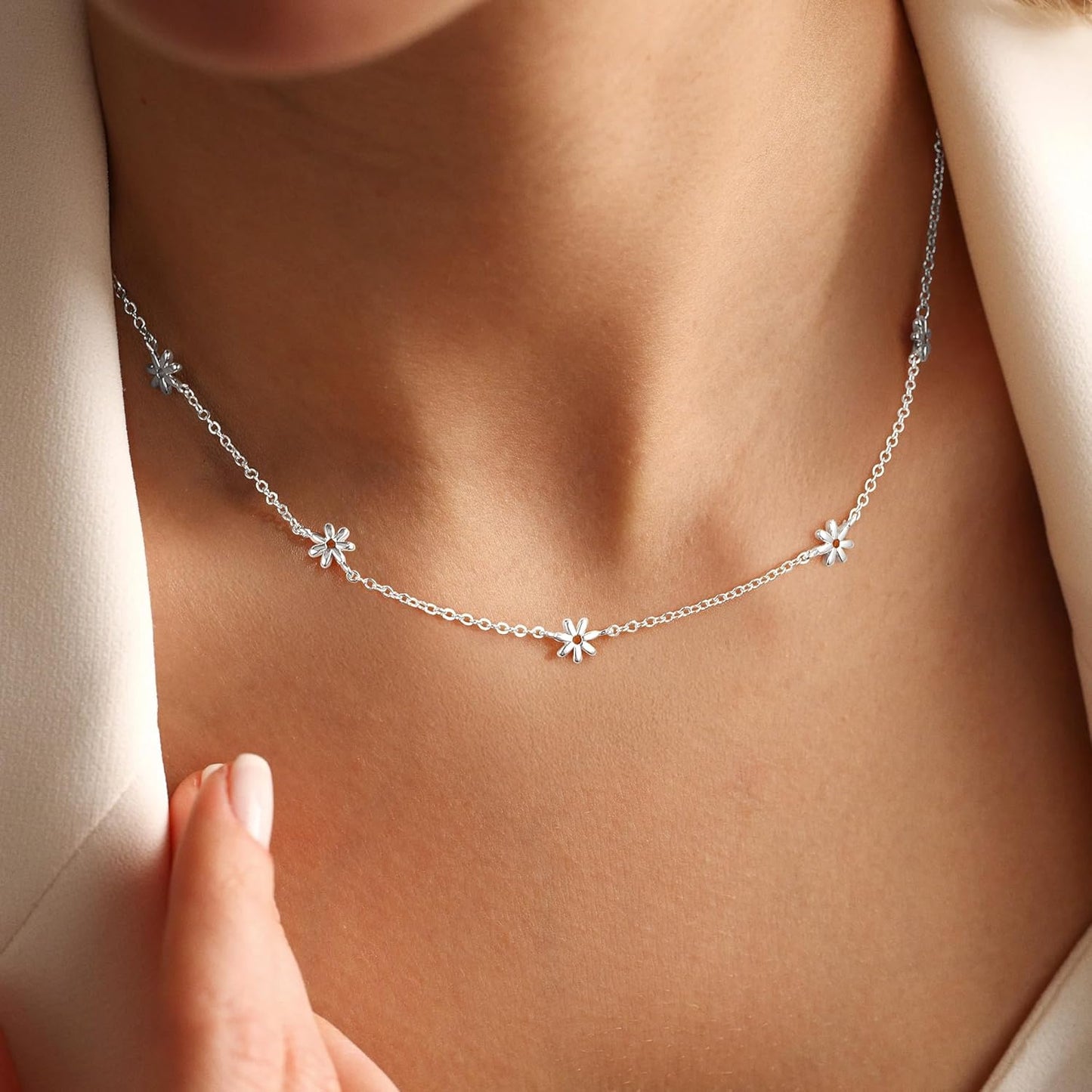 14K Gold Plated Charm Choker Necklace with Pearl & Clover, Cubic Zirconia Dainty Trendy Jewelry Gift for Women