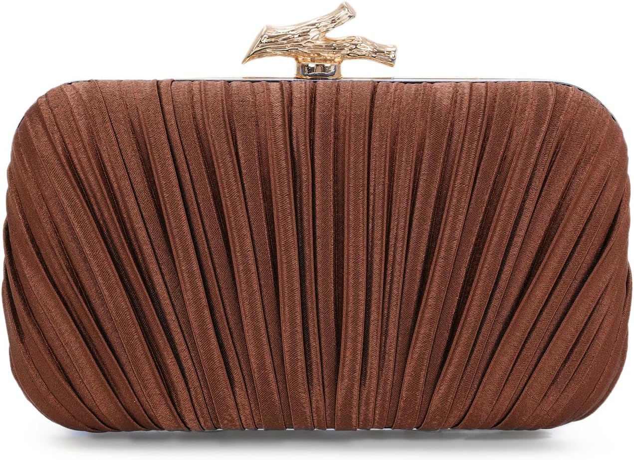 Clutch Purses for Women Evening Bag Pleated Clutch Bag with Chain for Wedding Party
