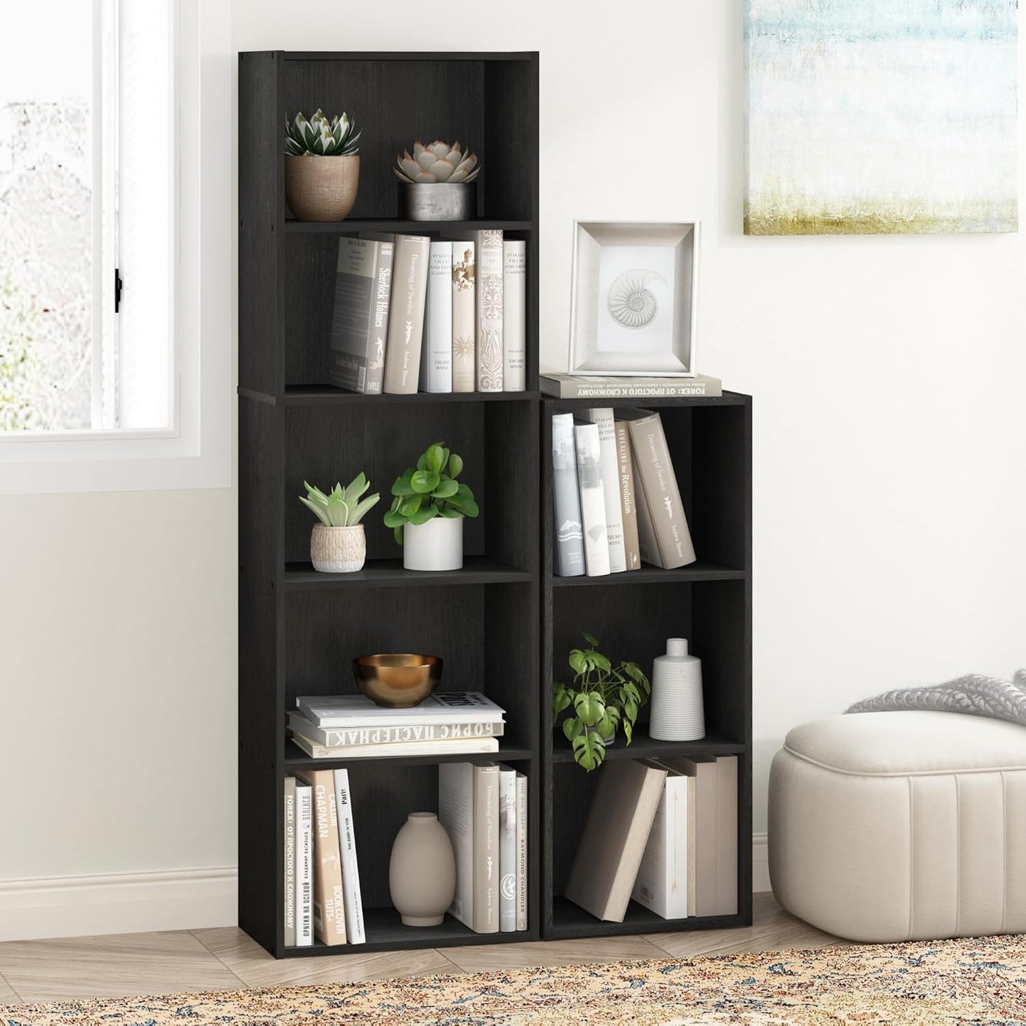 Book Shelf, 5-Tier Bookshelf, Bookcase, 9.4" x 15.8" x 52", for Living Room, Bedroom, Home Office