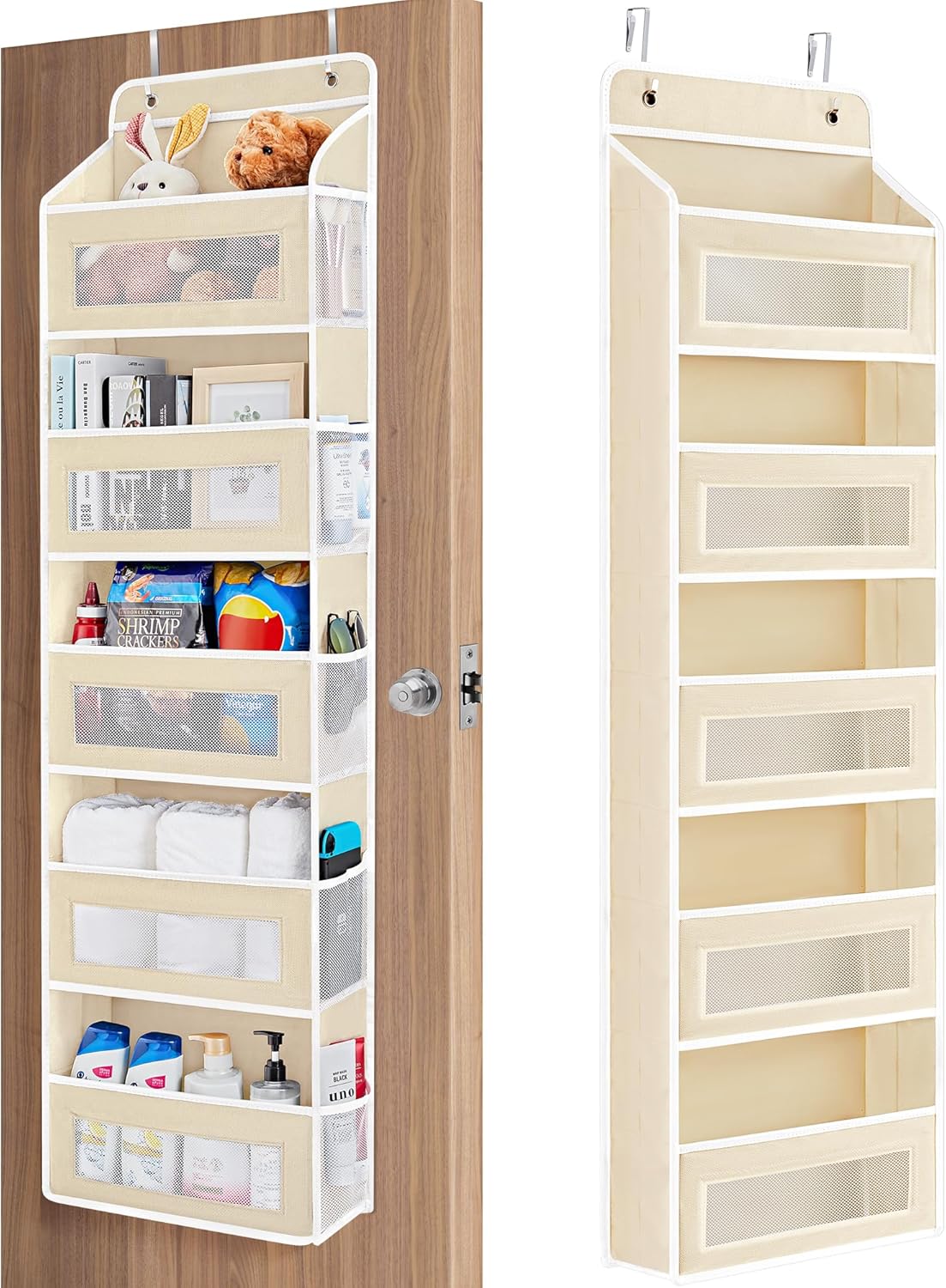 Over The Door Organizer Storage, 5 Shelf Hanging Door Organizer with 5 Large Capacity Pockets
