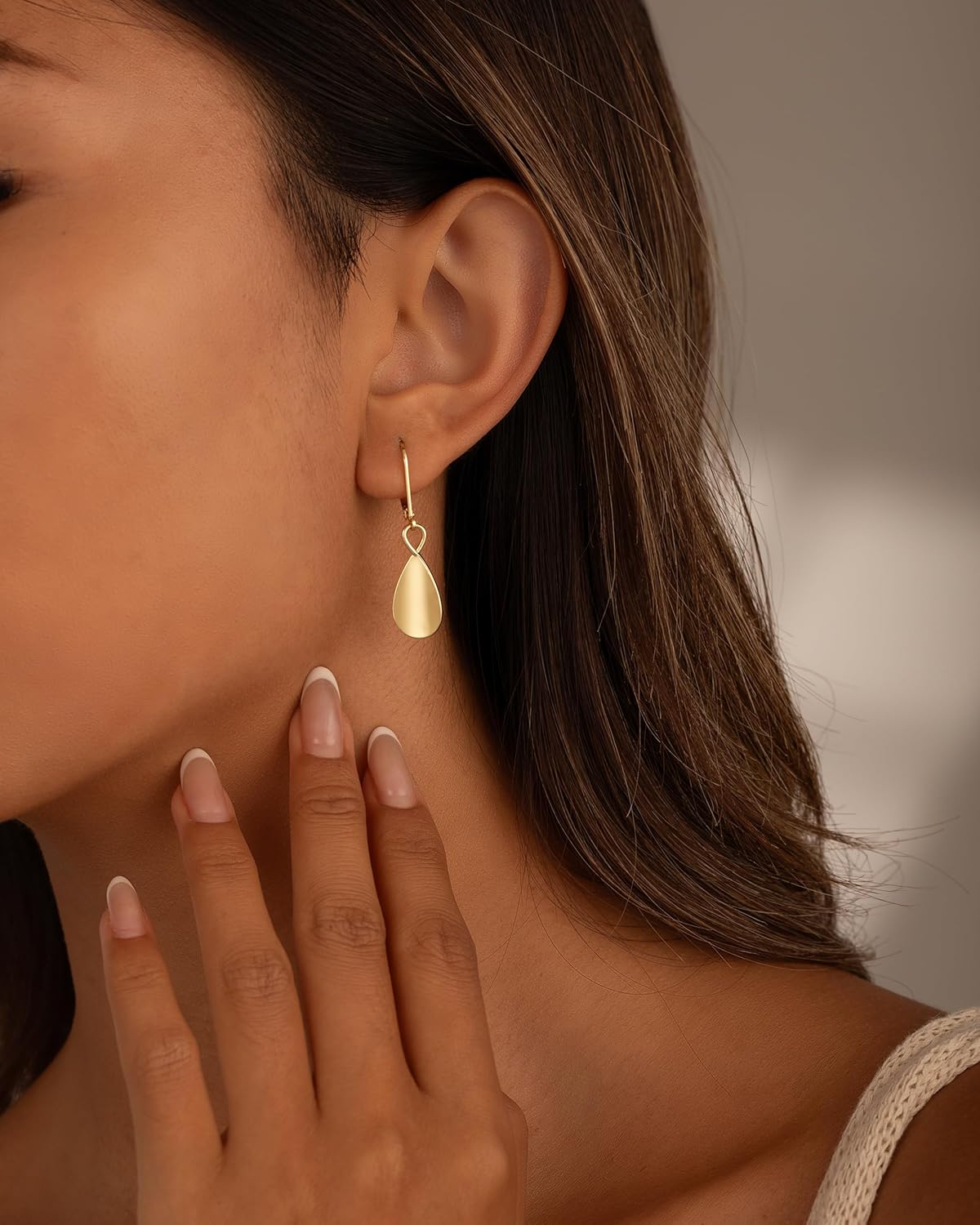 Gold Dangle Earrings for Women, 14K Gold Plated LightweightTeardrop Drop Earrings, Trendy Leverback Minimalist Jewelry for