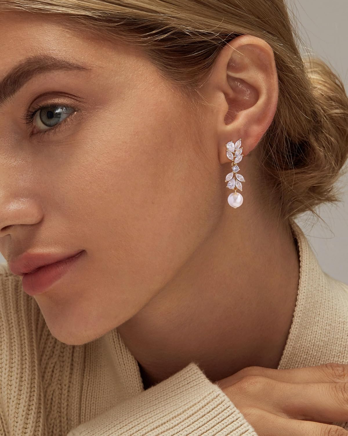 14K Gold Plated Butterfly Dangle Earrings for Women - Dainty, Trendy, CZ Drop Earrings - Simple Long Dangling Jewelry