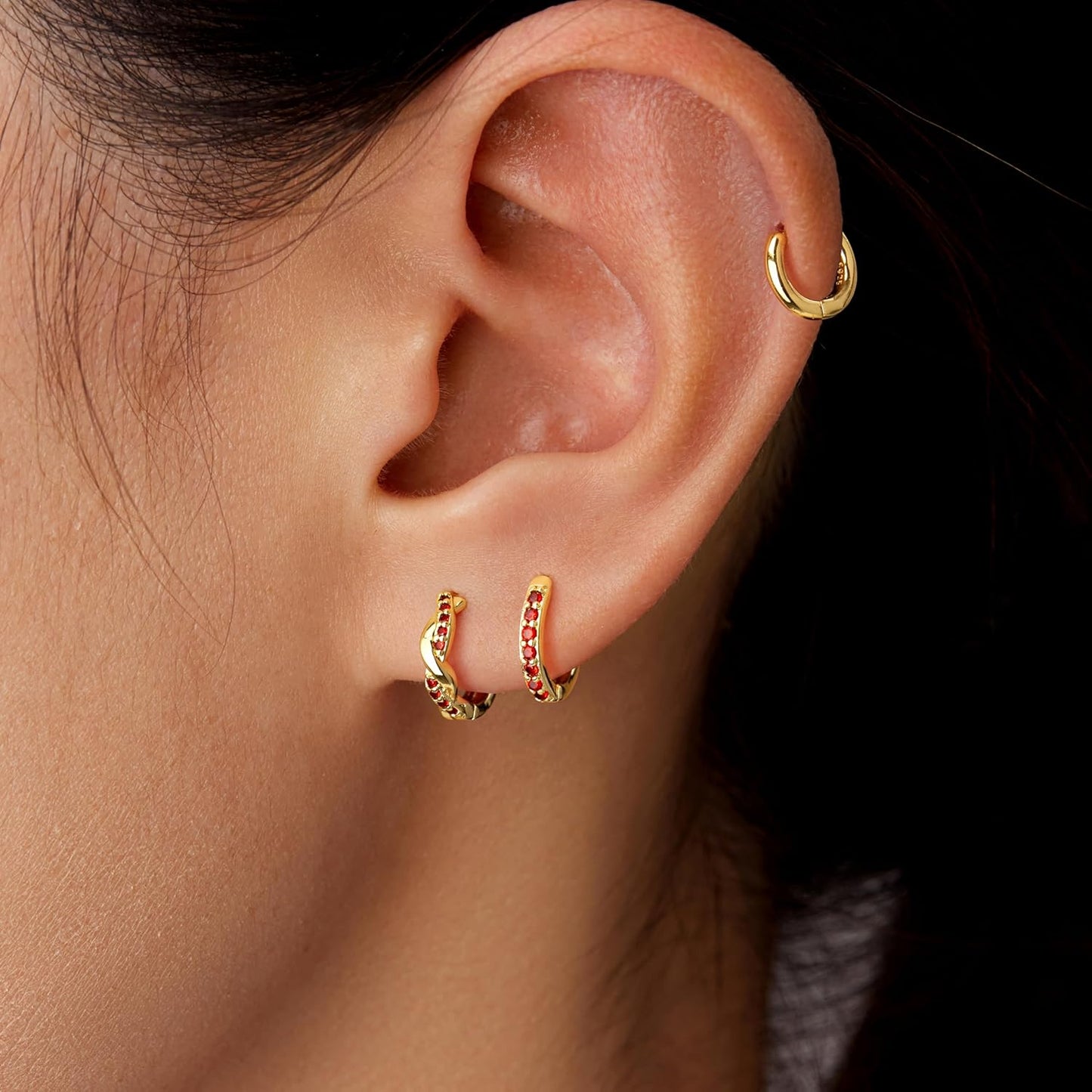 Inerney Gold Huggie Hoop Earrings Set for Women, Dainty Small Sterling Silver Earring Stacks Hypoallergenic Jewelry for Multiple Piercings