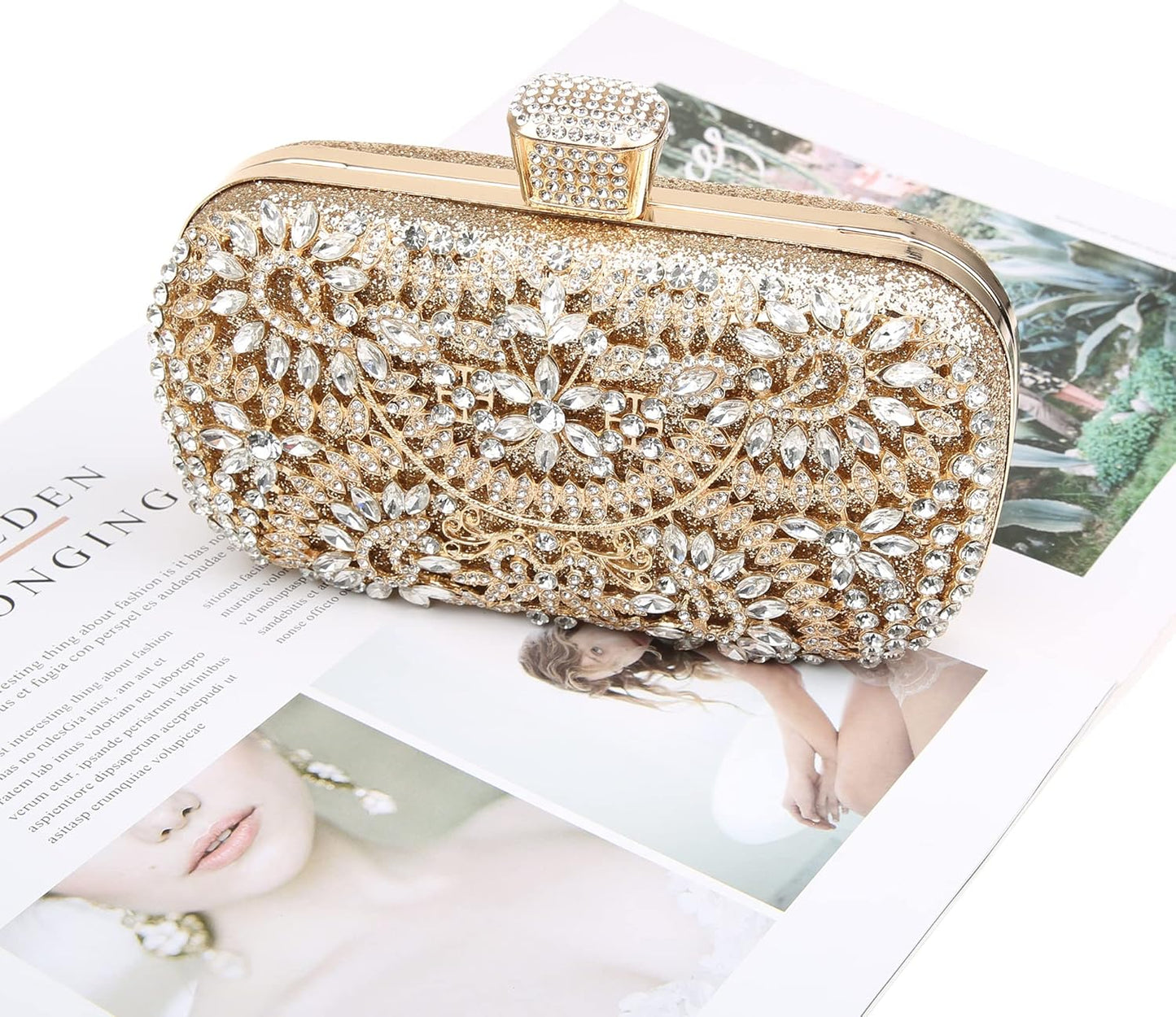 Sparkly Rhinestone Crystal Clutch Bag Glitter Sequin Bridal Purse Evening Handbag for Wedding Party Prom