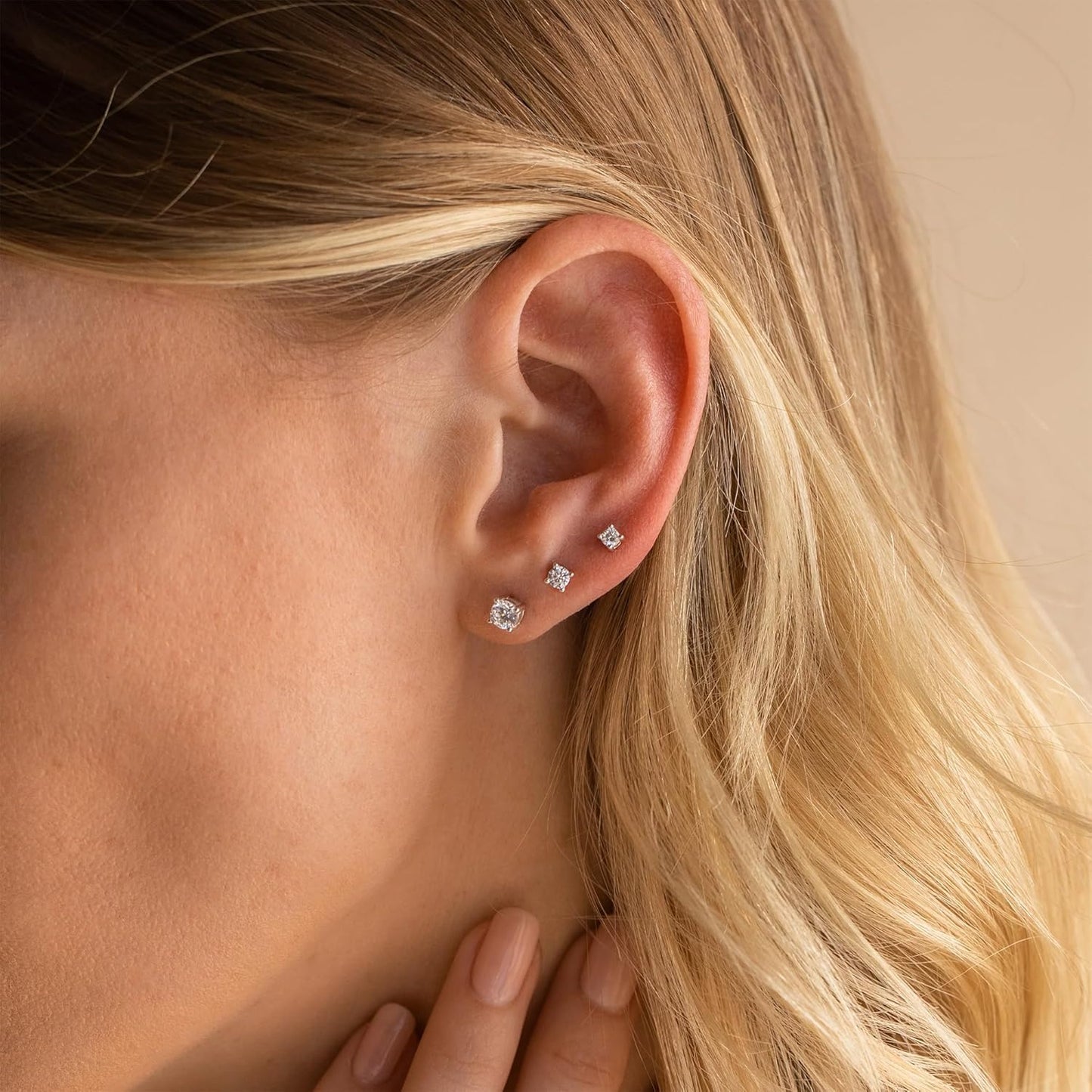 5 Pairs 14K Gold Plated Stud Earrings for Women, Hypoallergenic Earring Sets for Multiple Piercing, Premium Cubic Zirconia Studs
