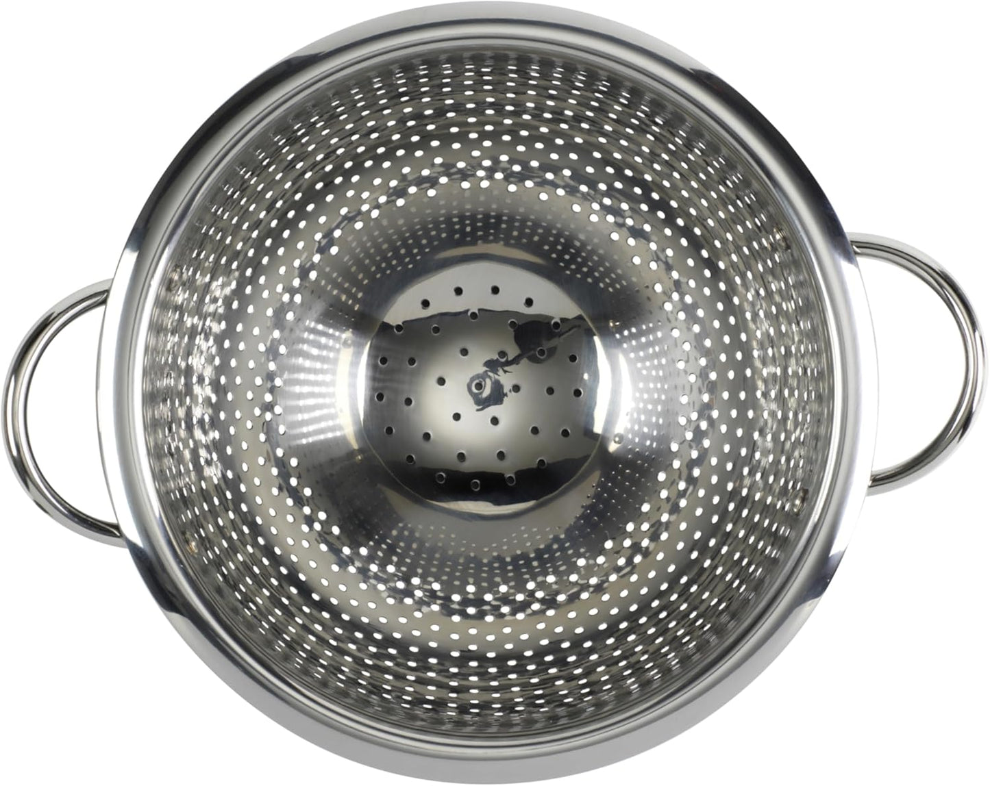 Gourmet Colander, 5qt capacity, Stainless Steel with Handles and Elevated Pedestal Foot, Bold Black