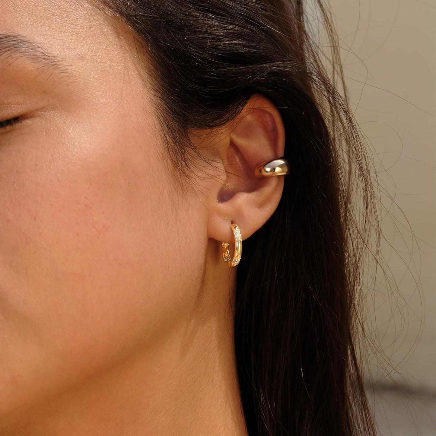 Cubic Zirconia Huggie Earrings 14k Gold Plated Tiny Earrings Small Huggie Hoop Earrings Simple Lightweight Hoops Gift for Women