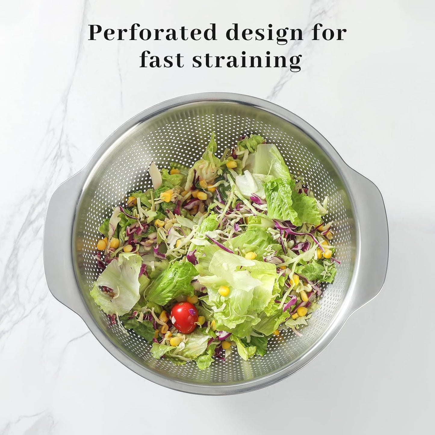 18/8 Stainless Steel Microwell Colander,  Fruits, Rice, and Pasta