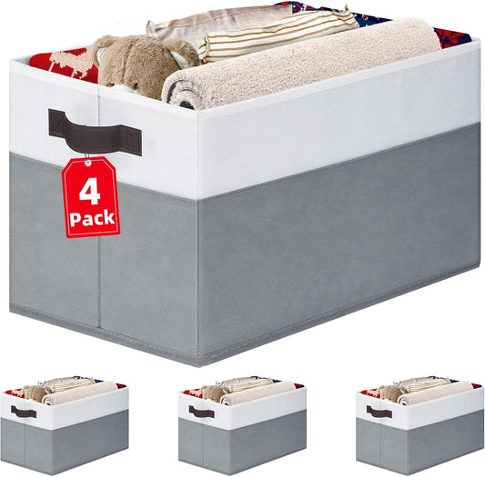 4 Pack Large Closet Storage Baskets Bins for Shelves | Fabric Closet Organizers and Storage