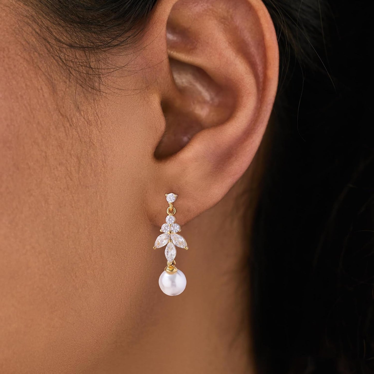 14K Gold Plated Butterfly Dangle Earrings for Women - Dainty, Trendy, CZ Drop Earrings - Simple Long Dangling Jewelry
