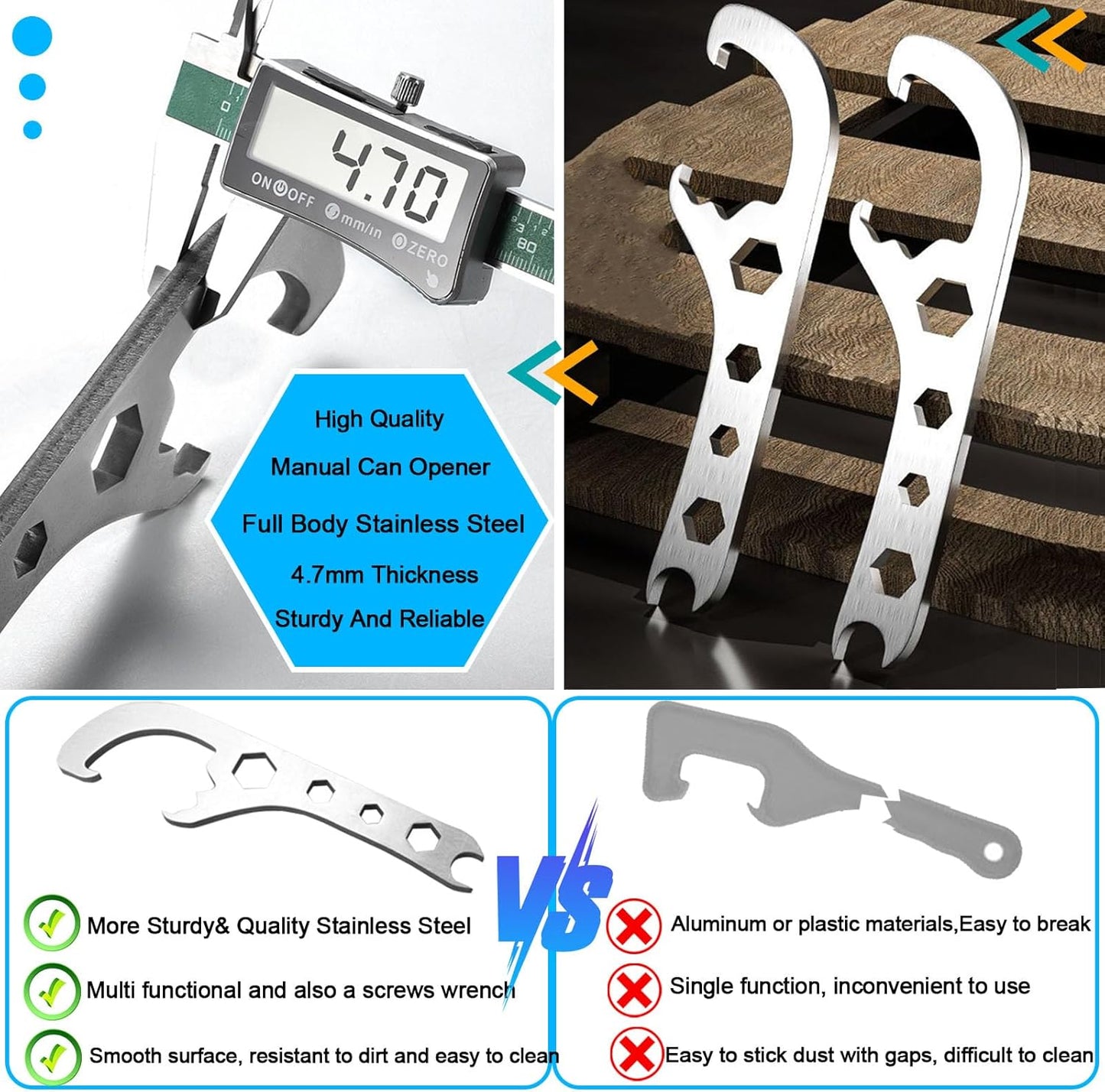 Opener Spanner for Home Industrial Use Portable Multi-Size Multifunctional Adjustable Wrench 2pcs