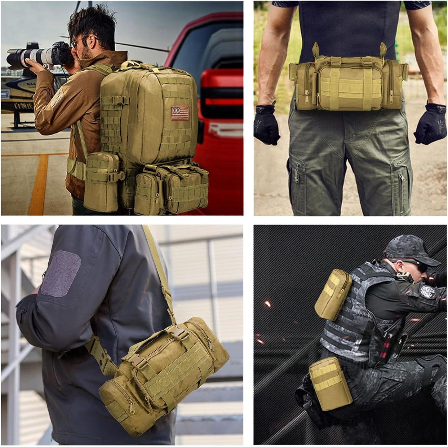 Tactical Backpack Military Army Rucksack 60L Large Assault Pack Detachable Molle Bag